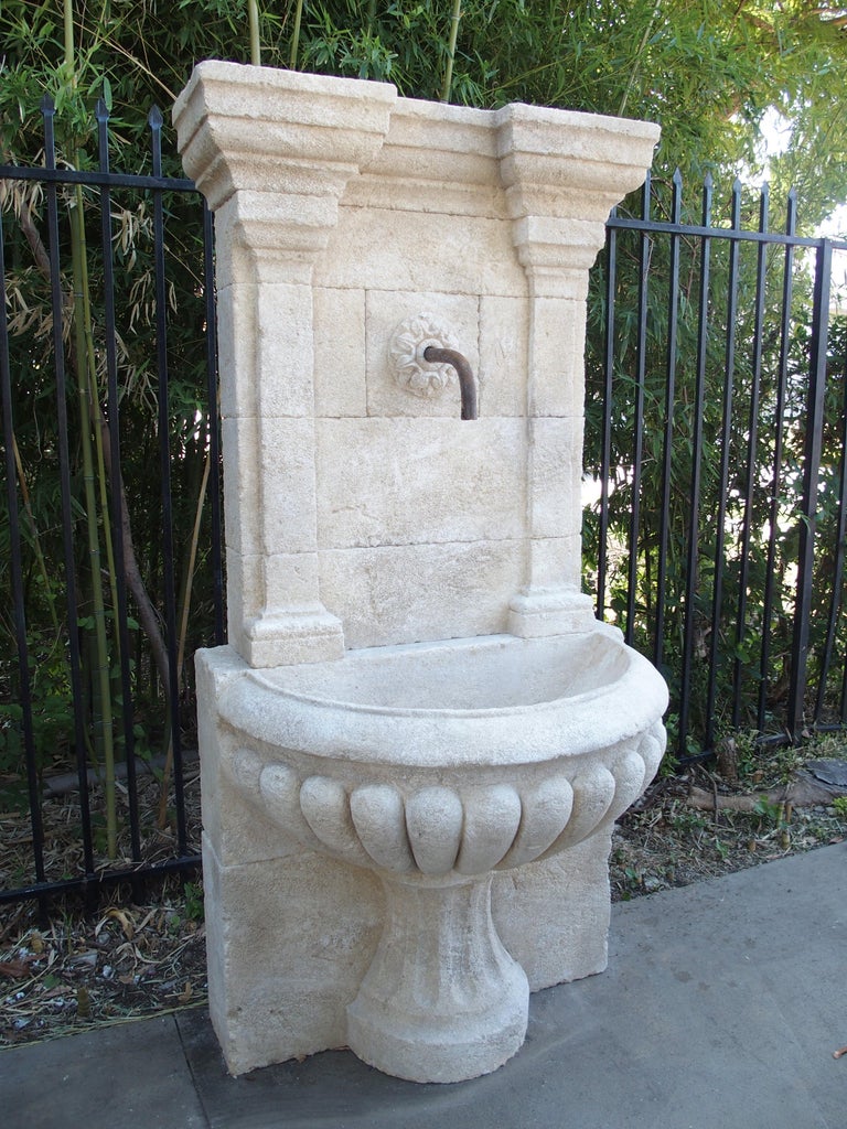 Large Carved Stone Wall Fountain from France For Sale at 1stdibs