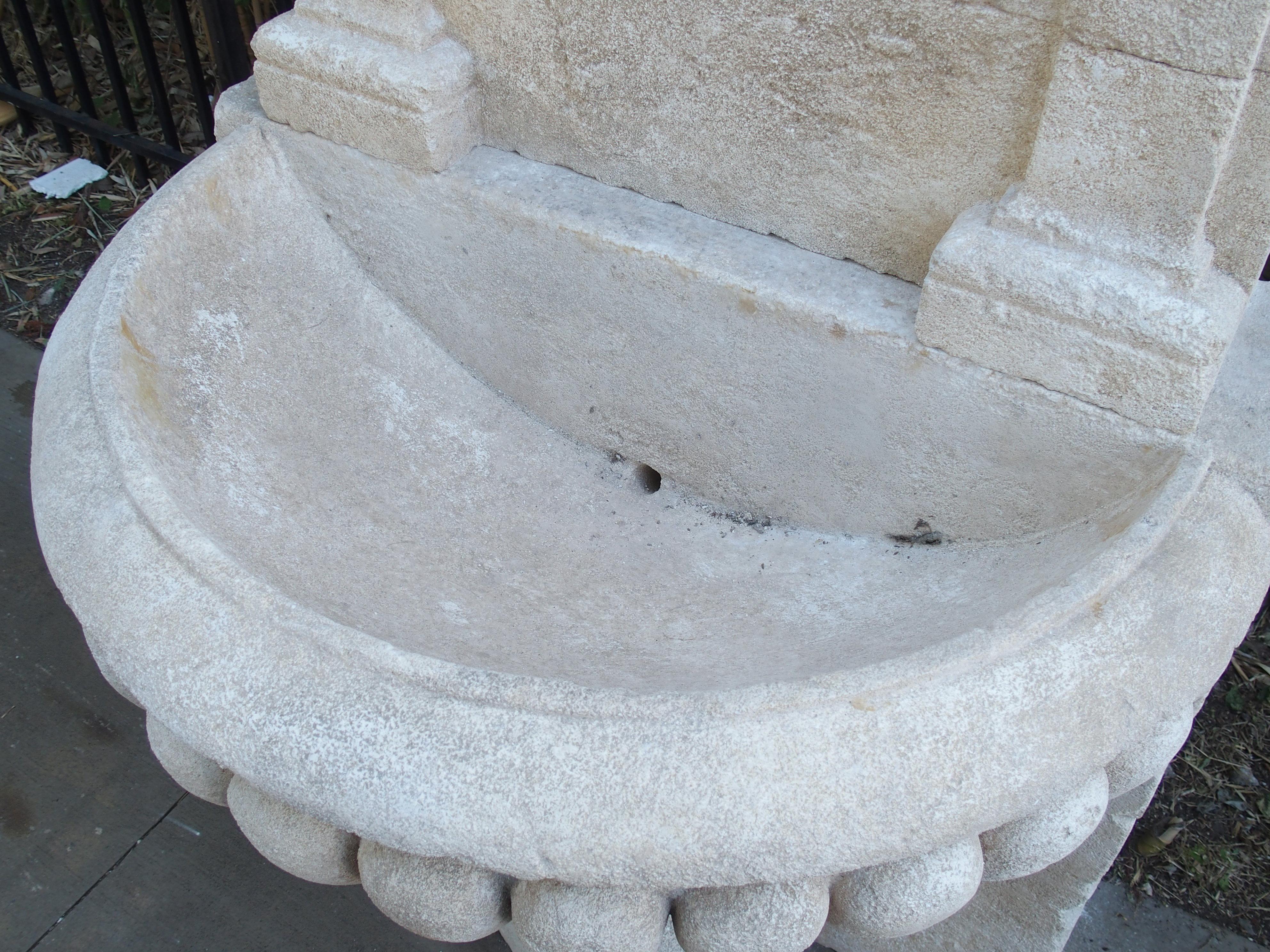 Limestone Large Carved Stone Wall Fountain from France