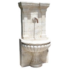 Large Carved Stone Wall Fountain from France