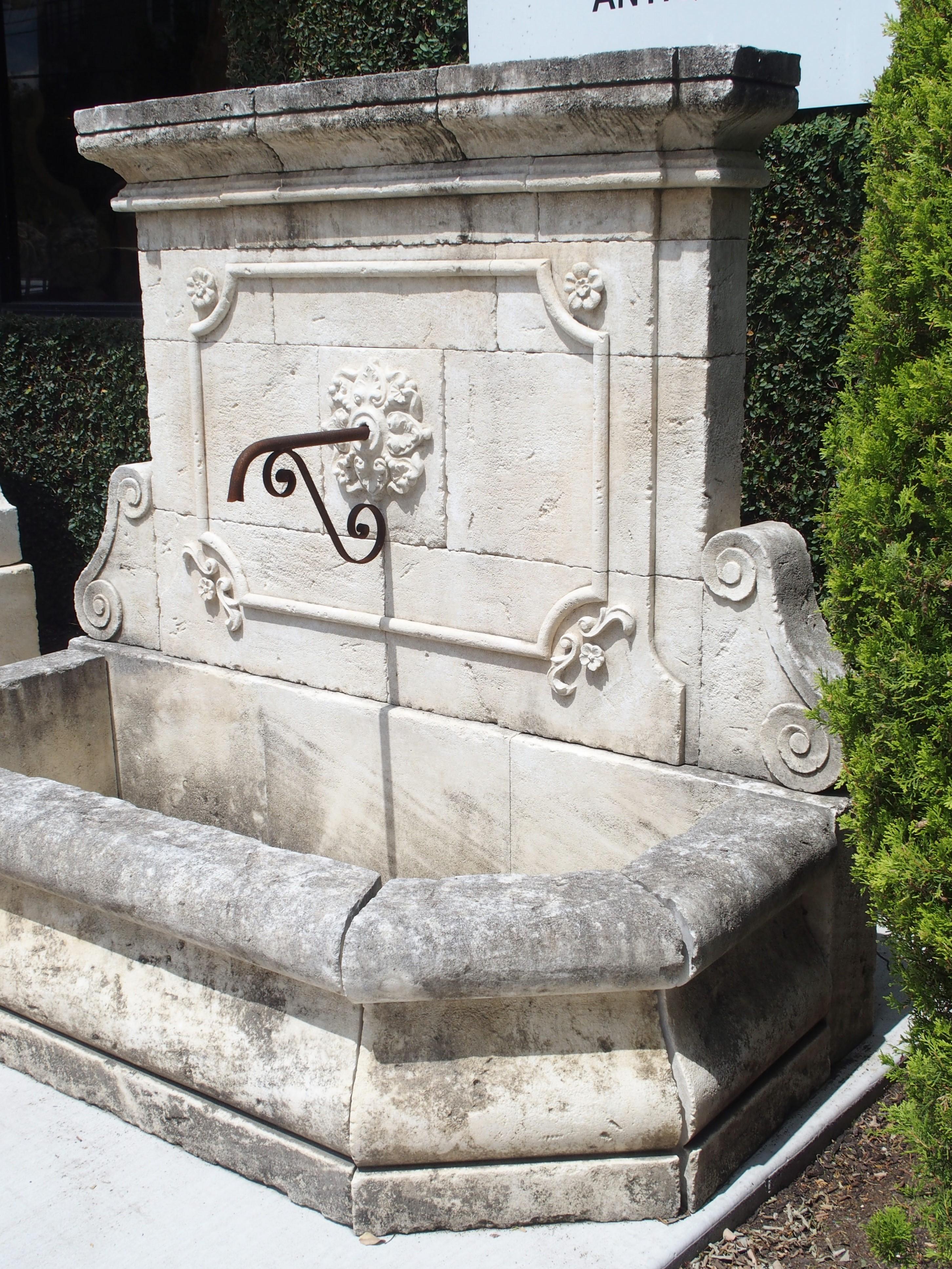 Large Carved Stone Wall Fountain from the South of France 1