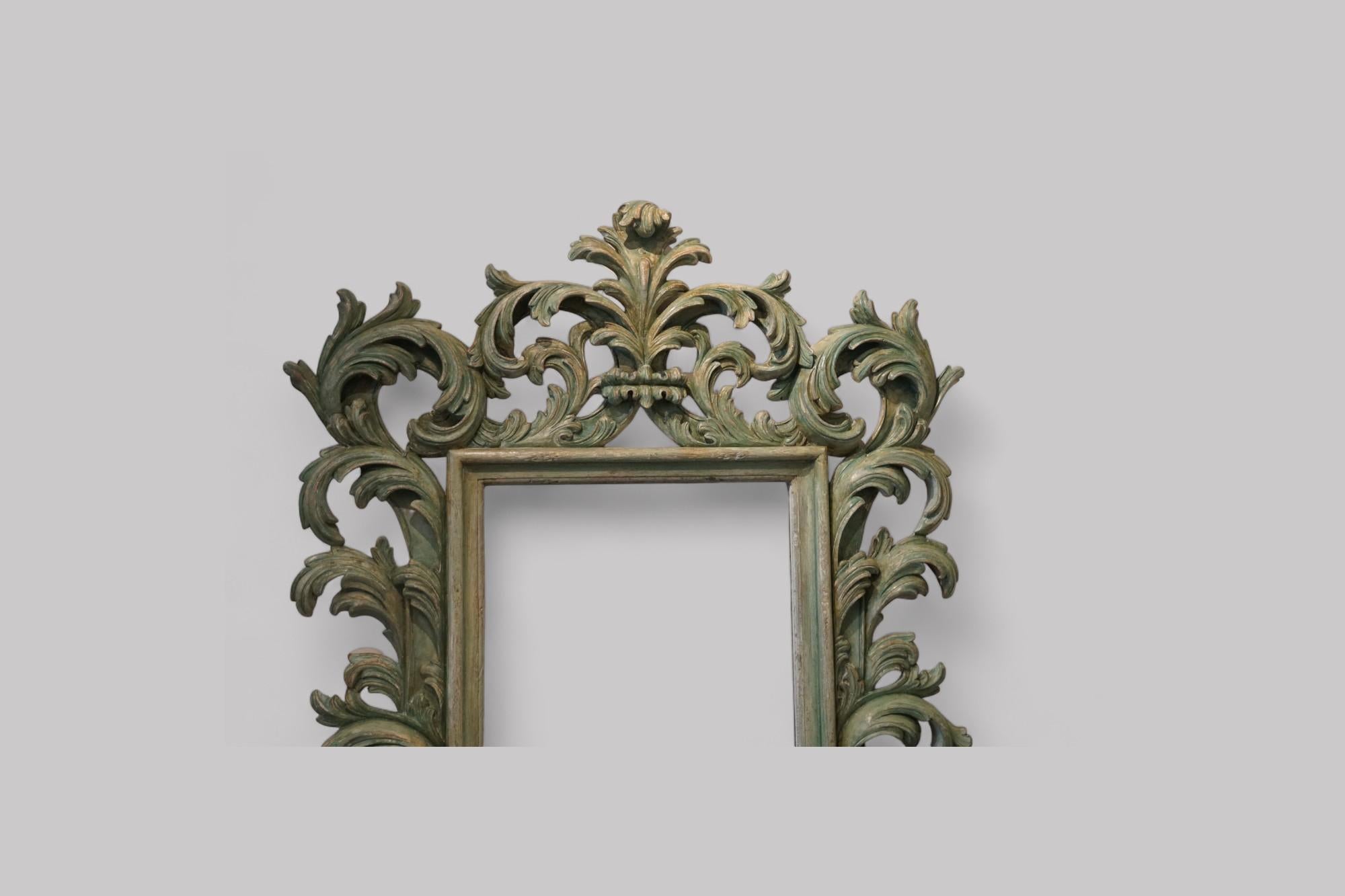 Balinese Large carved teak Florentine mirror For Sale