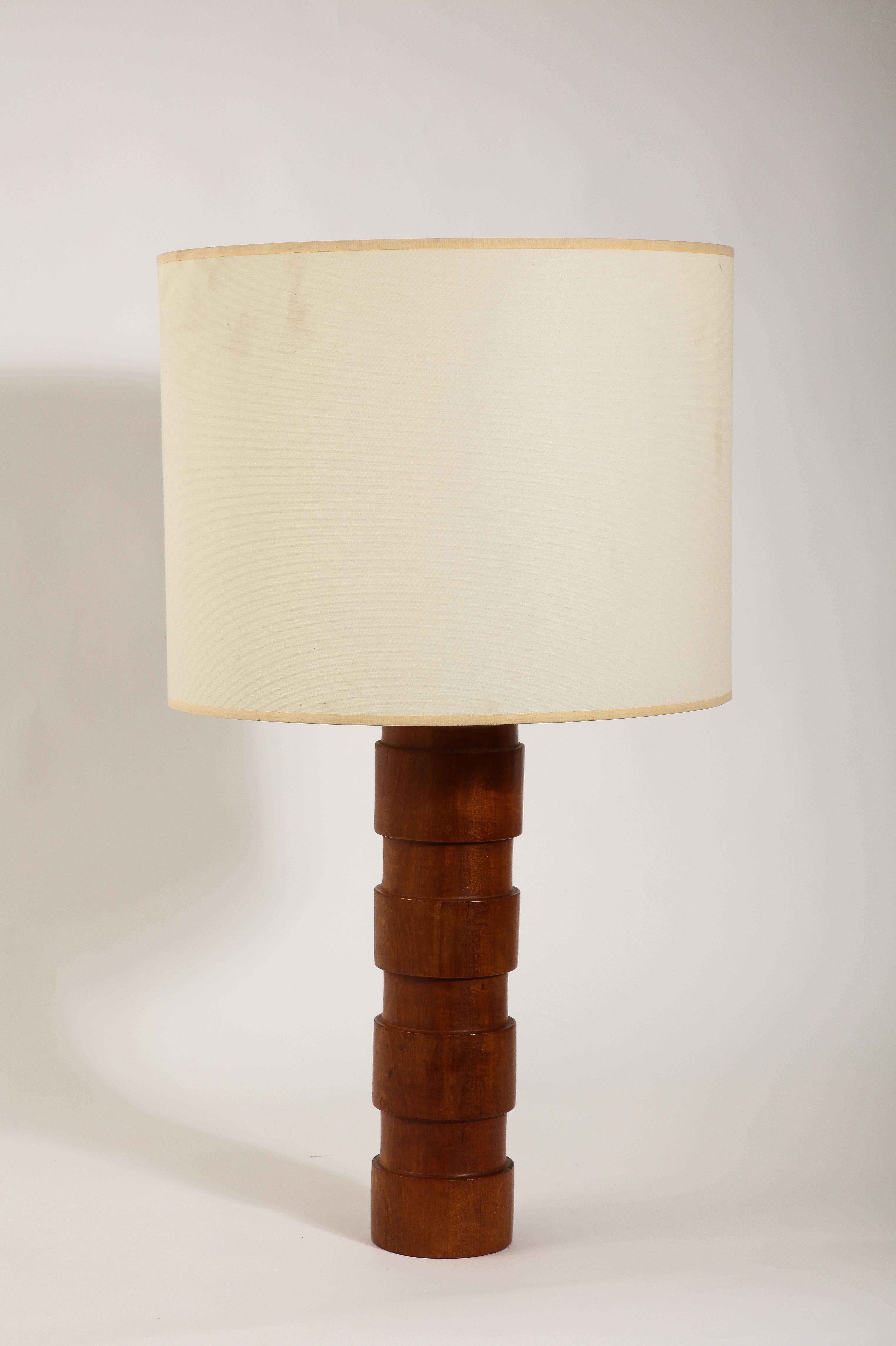 Swedish Large Carved Teak Lamps. Sweden 1960's For Sale