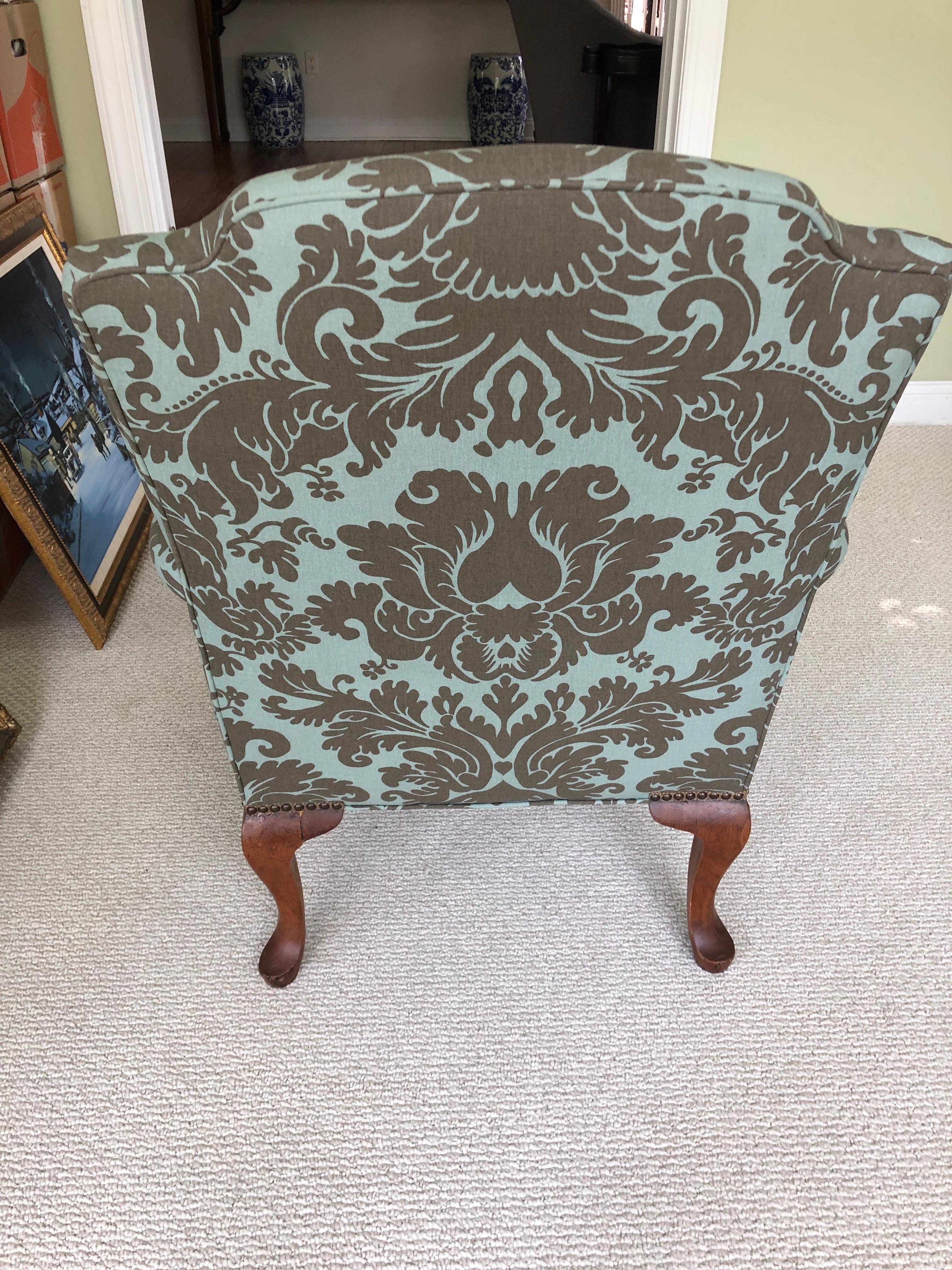 American Large Carved Walnut and Upholstered French Fauteuil Club Chair