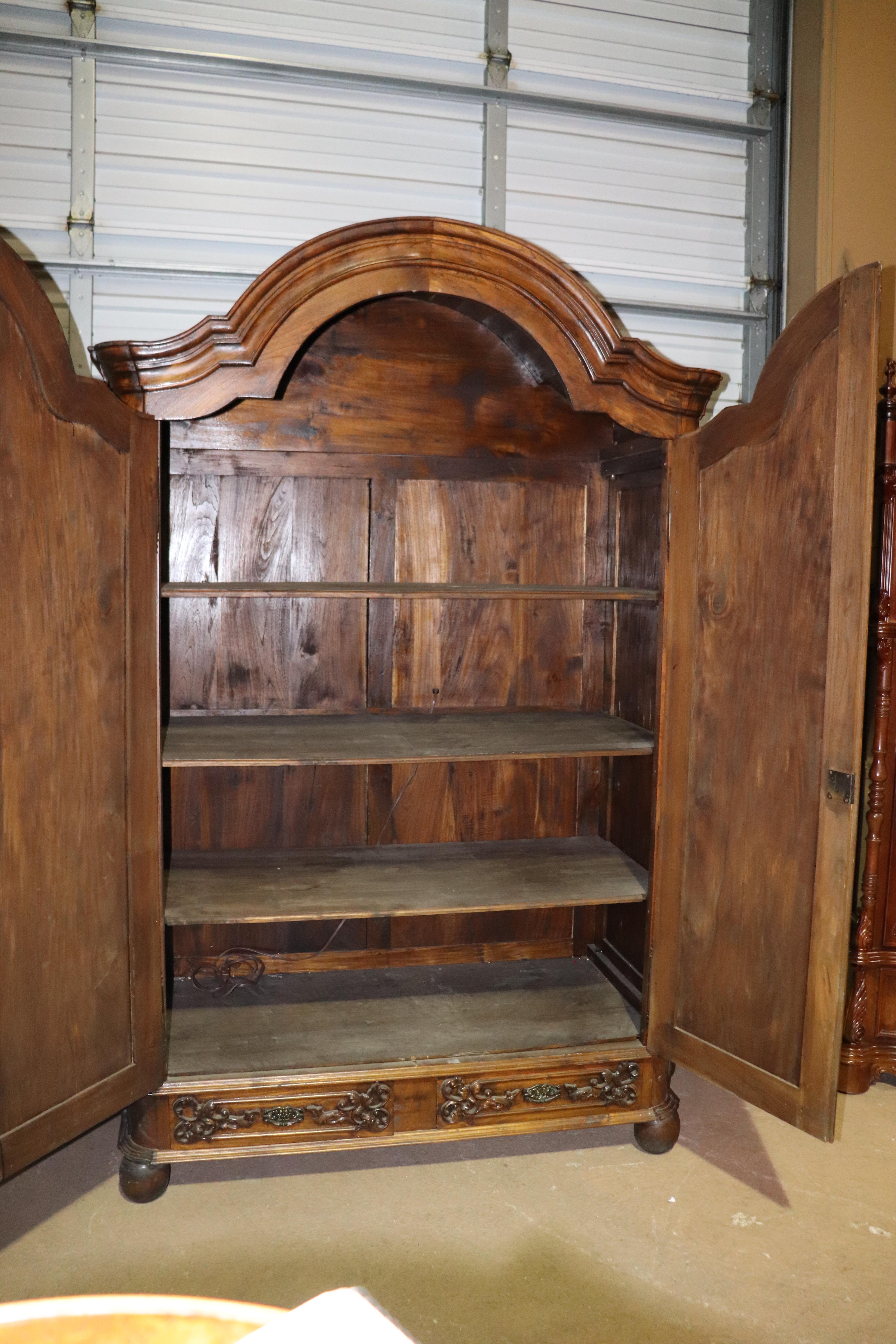 Large Carved Walnut French Bonnet Top Provincial Armoire TV Entertainment Center 11