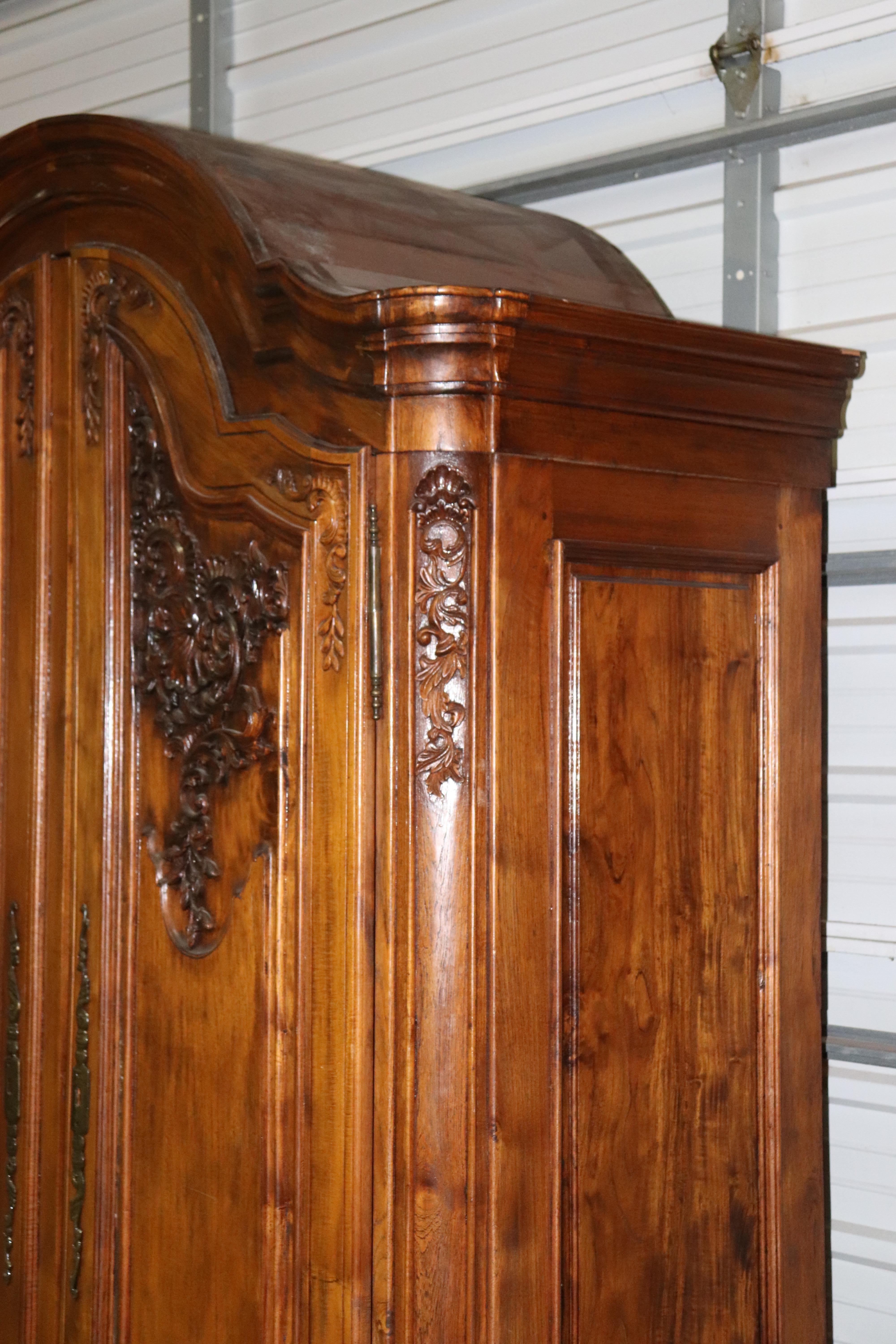 Large Carved Walnut French Bonnet Top Provincial Armoire TV Entertainment Center 3