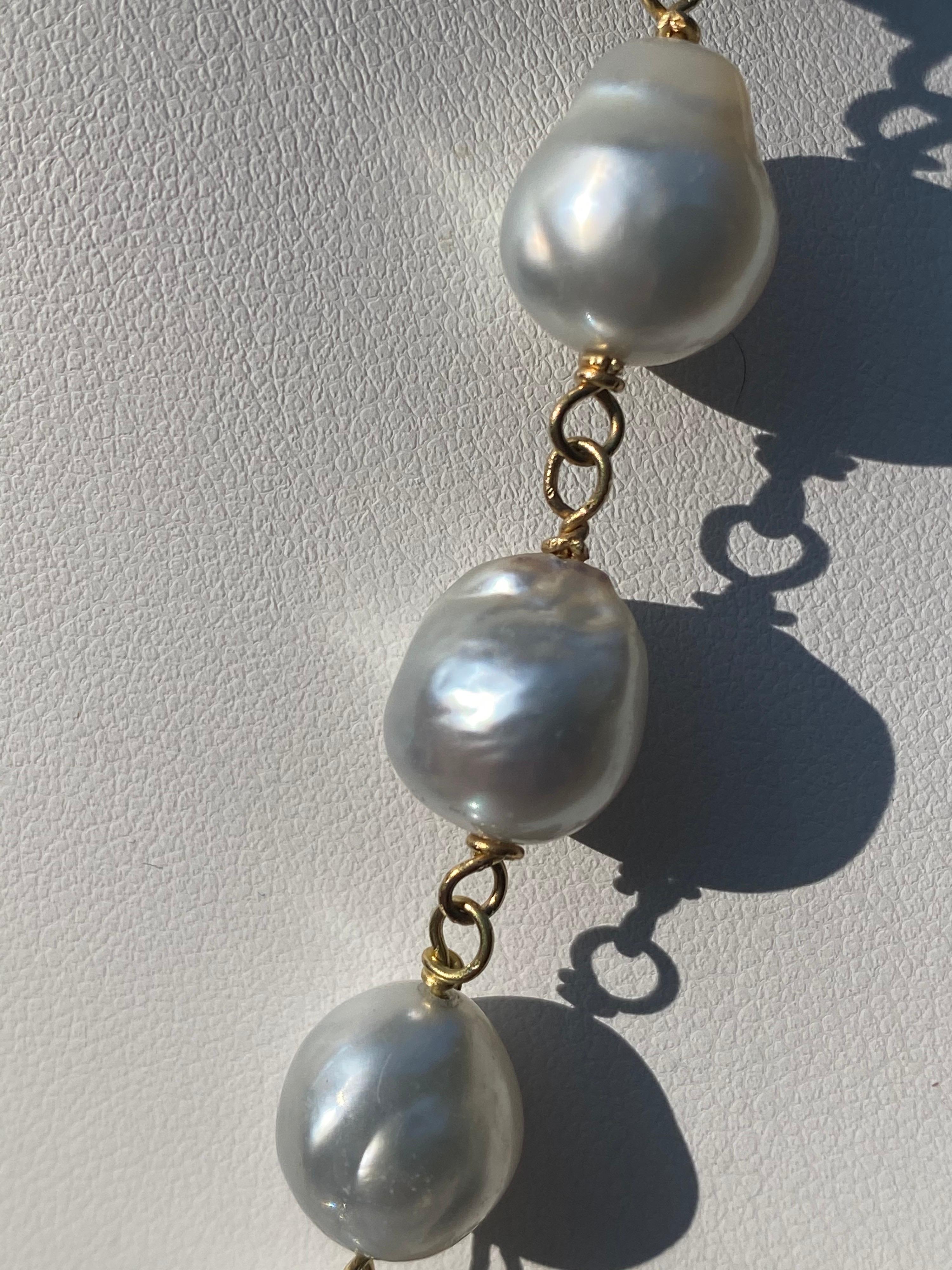 Large Carved White Jade Necklace with Diamonds and South Sea Pearls in 18KT Gold In New Condition For Sale In New York, NY