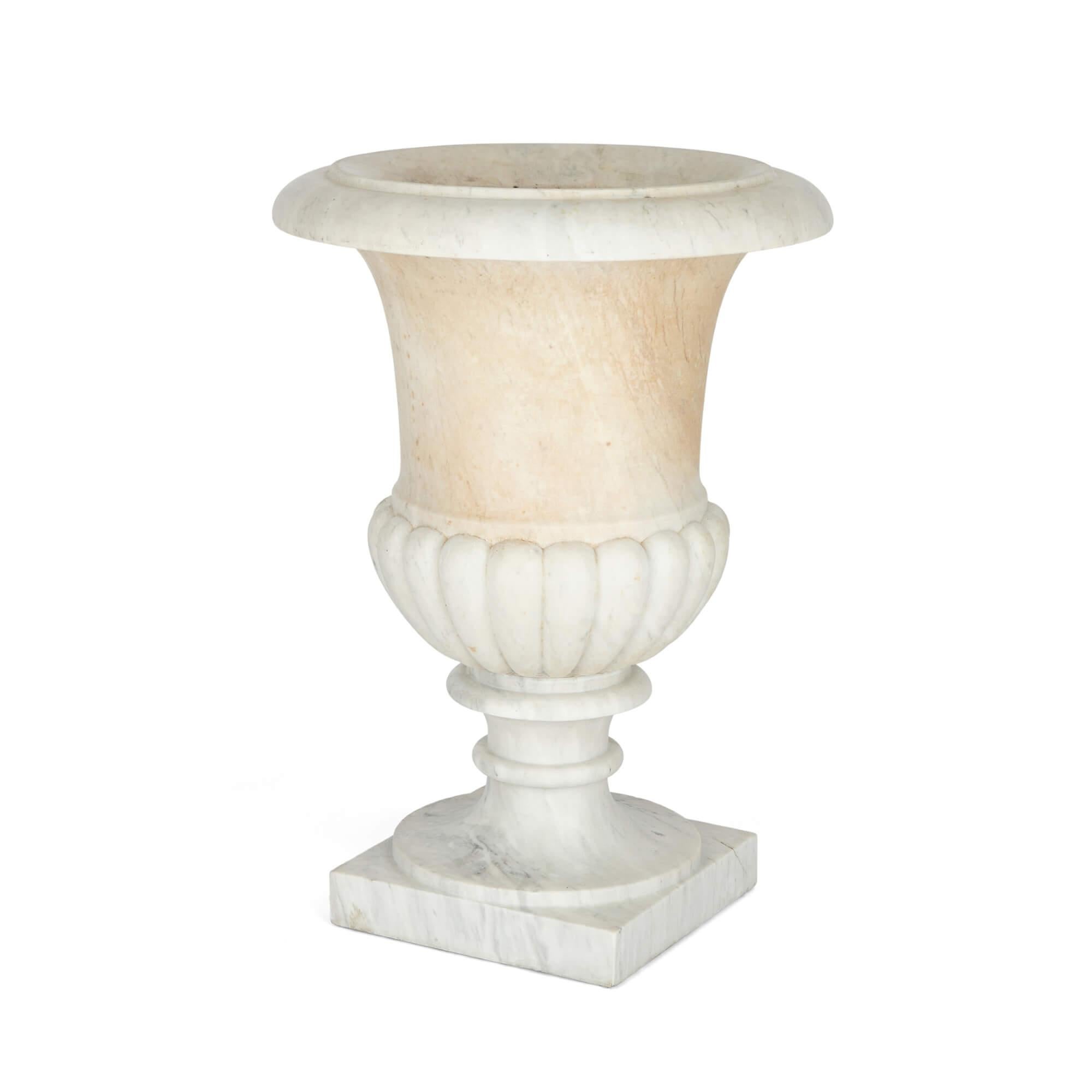 Neoclassical Large Carved White Marble Campagna-Form Garden Urn For Sale