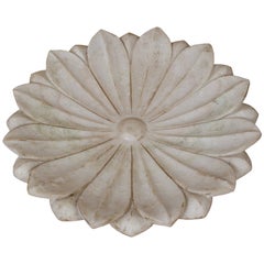 Large Carved White Marble Lotus Flower Platter