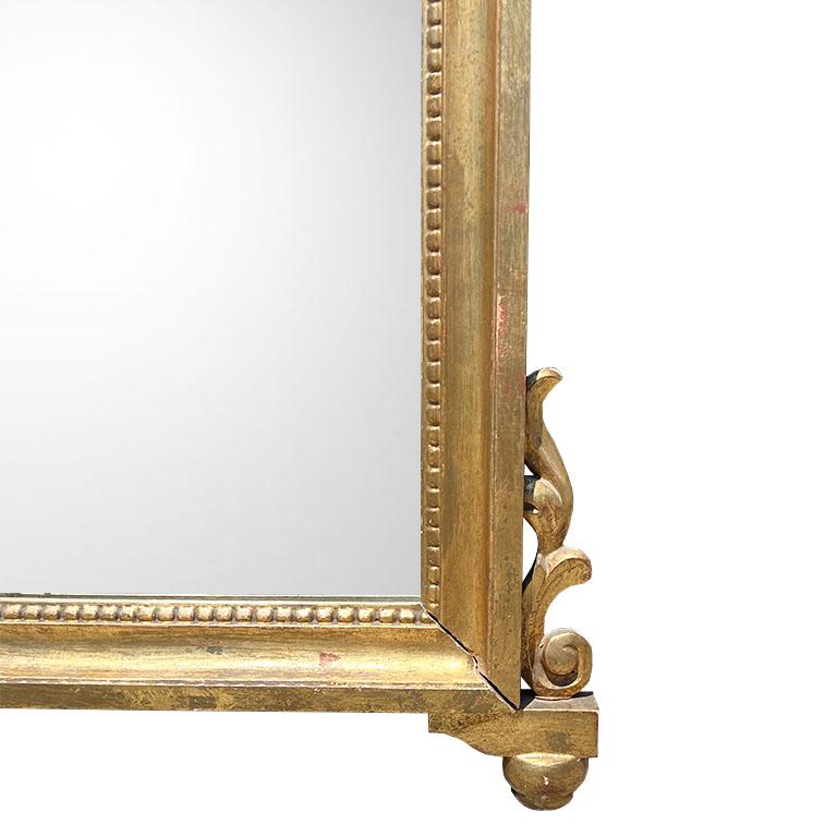 Large Carved Wood Antique Gilt Sheaf of Wheat and Moon Wall Mirror - Italy 1