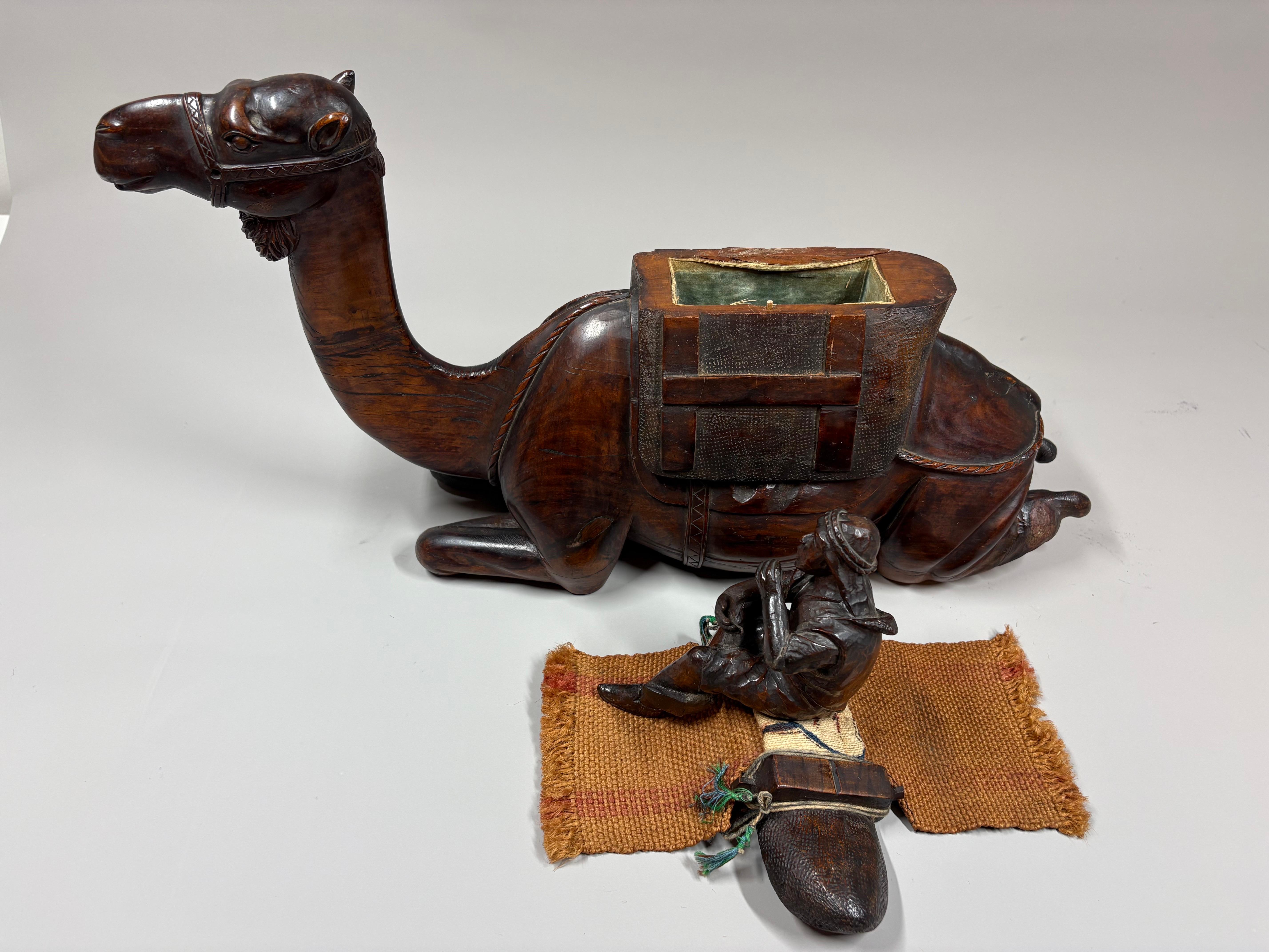 Early 20th Century Large carved wood Austrian novelty box in the form of a Camel, circa 1910 For Sale
