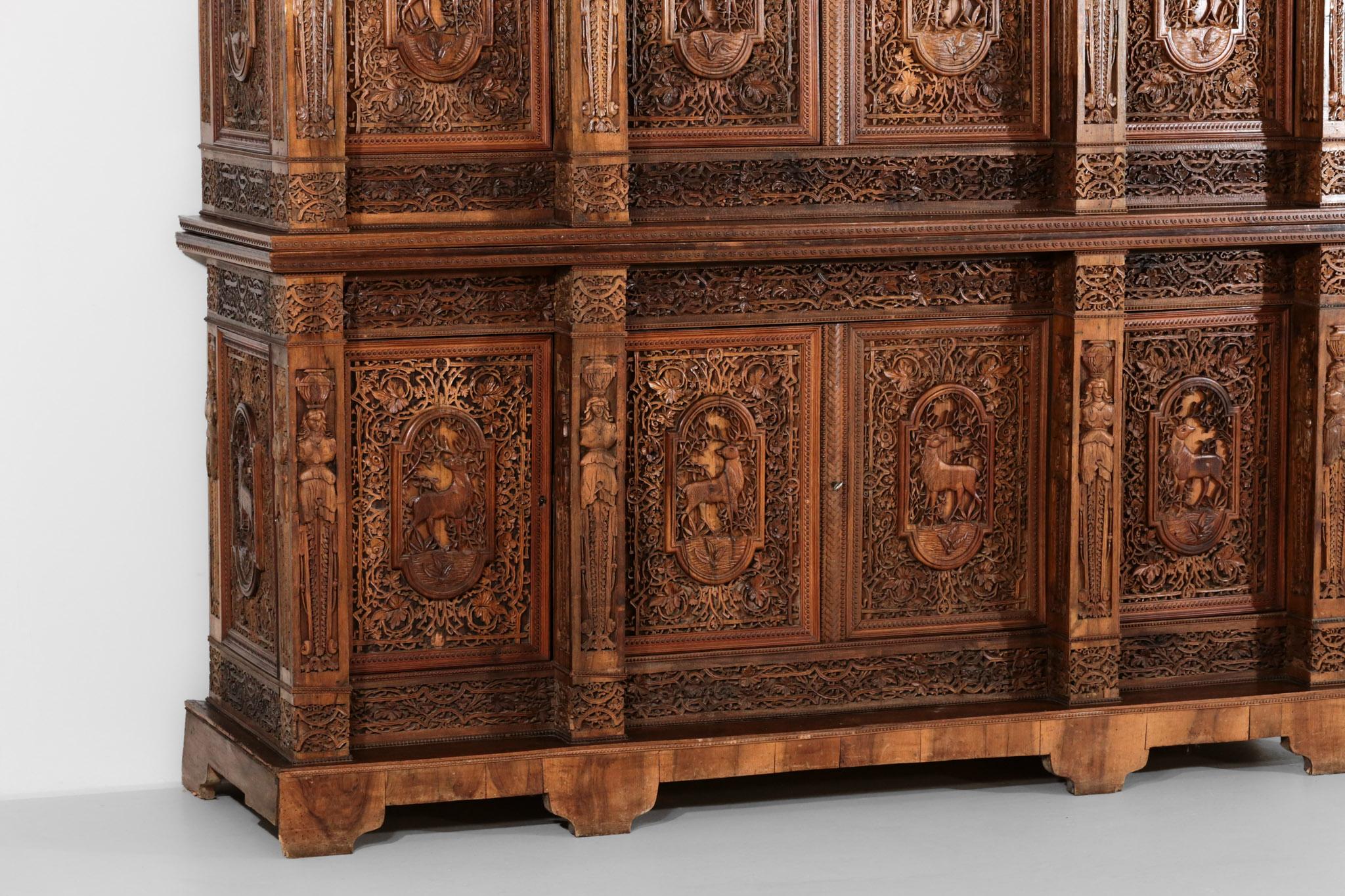 Large Carved Wood Cabinet 