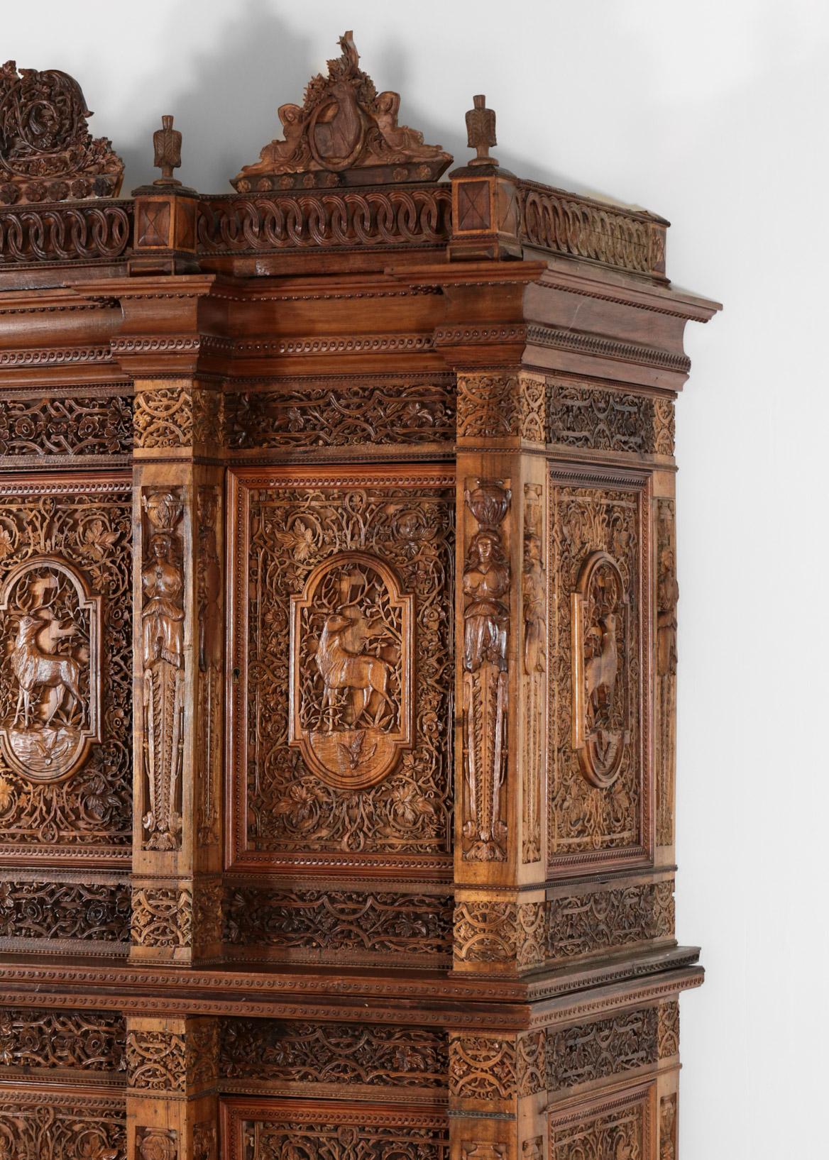 French Large Carved Wood Cabinet 