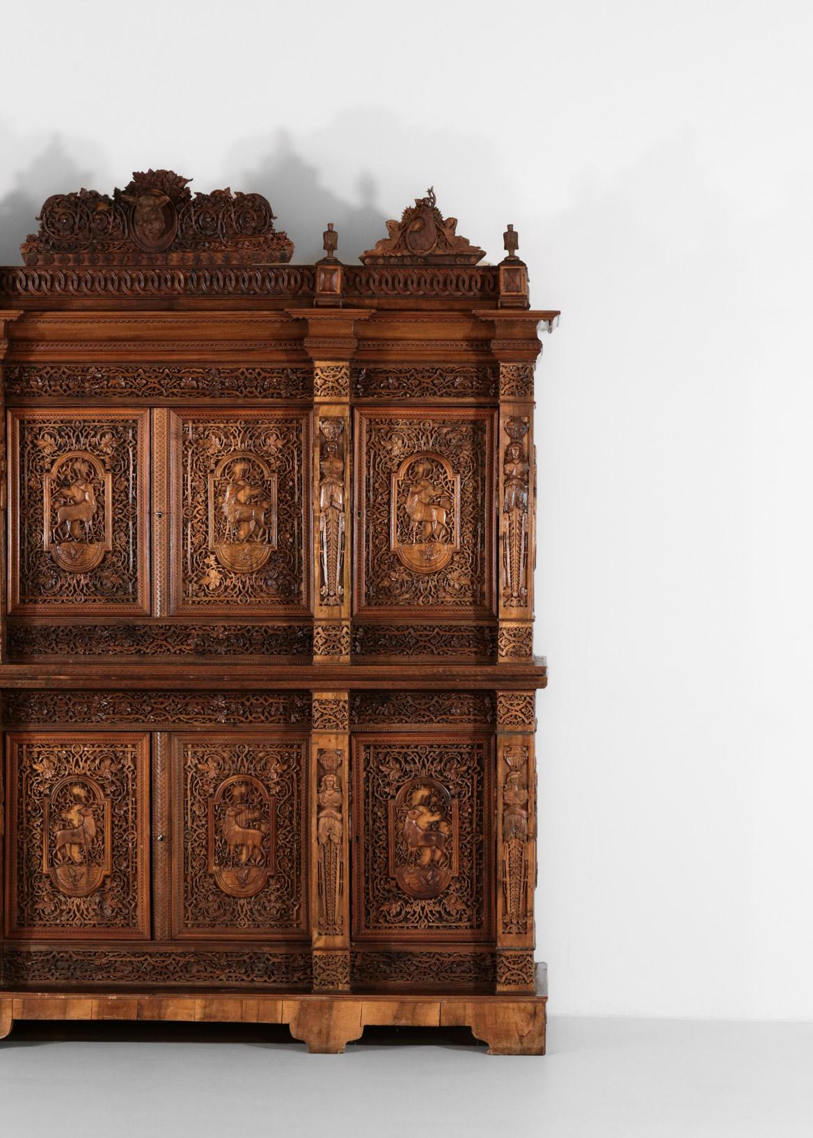 Large Carved Wood Cabinet 