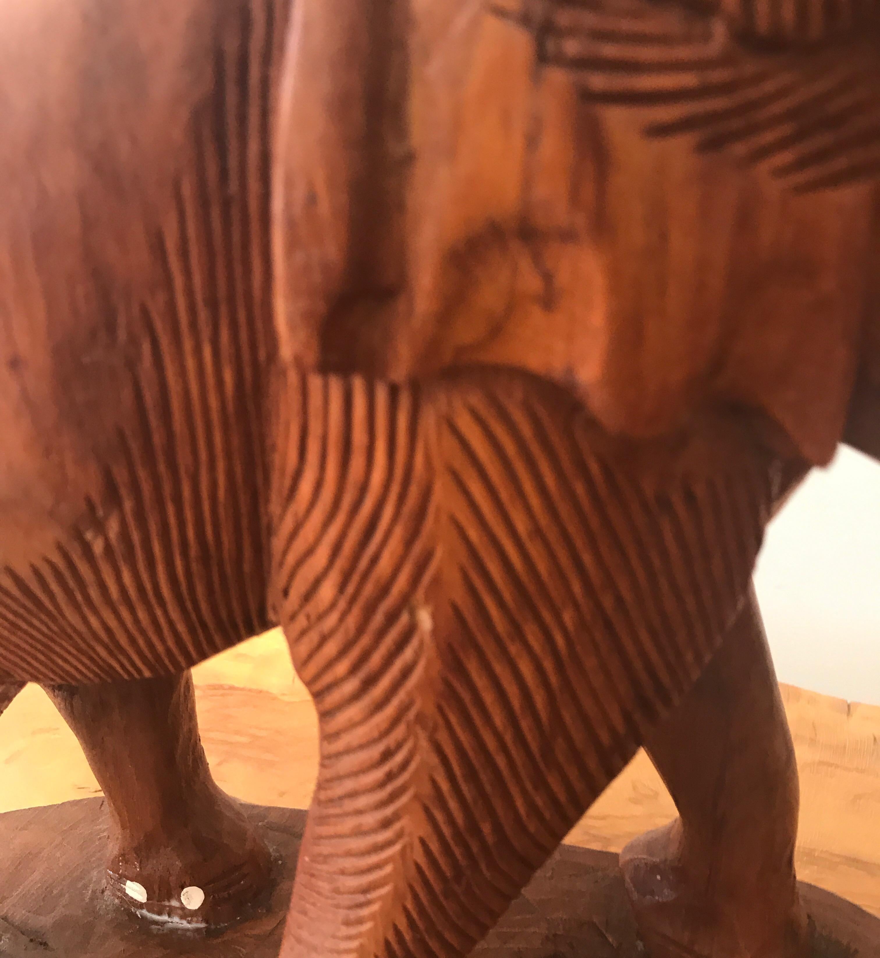 Large Carved Wood Elephant Sculpture For Sale 2