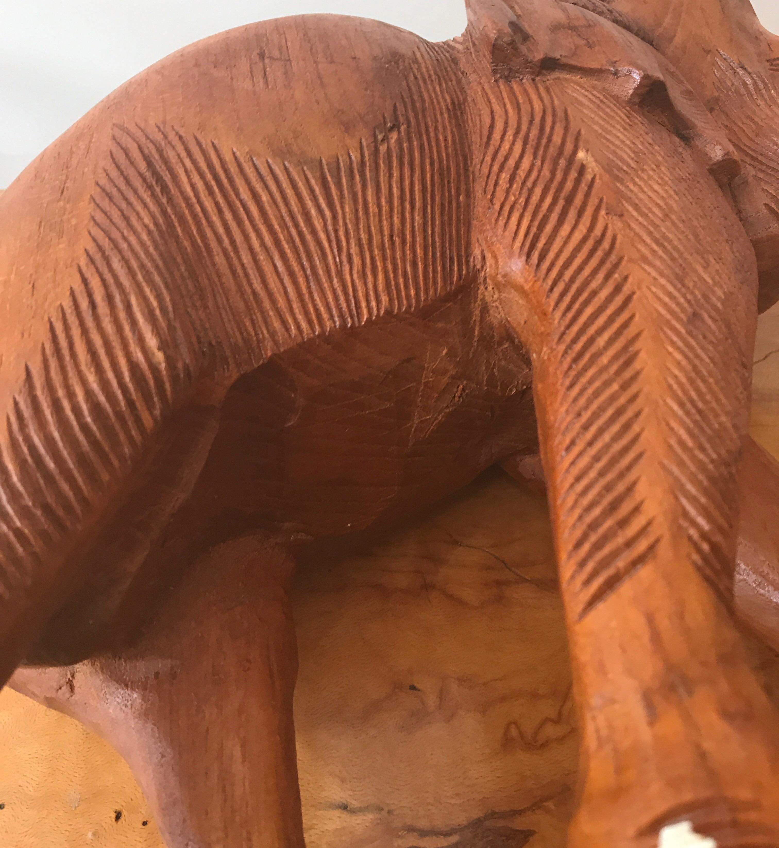 Large Carved Wood Elephant Sculpture For Sale 5