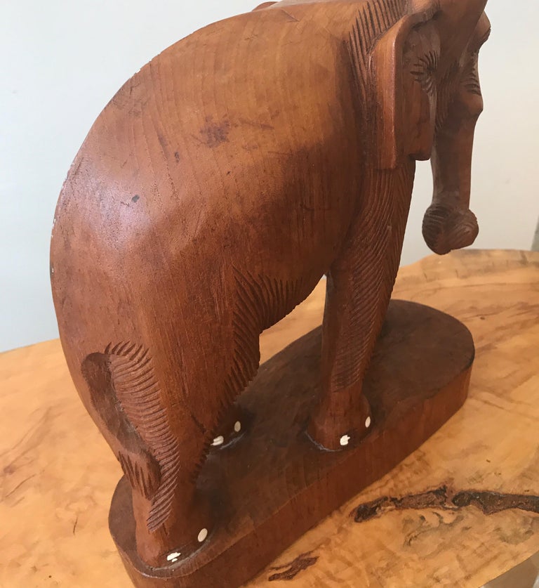 Large Carved Wood Elephant Sculpture For Sale at 1stDibs
