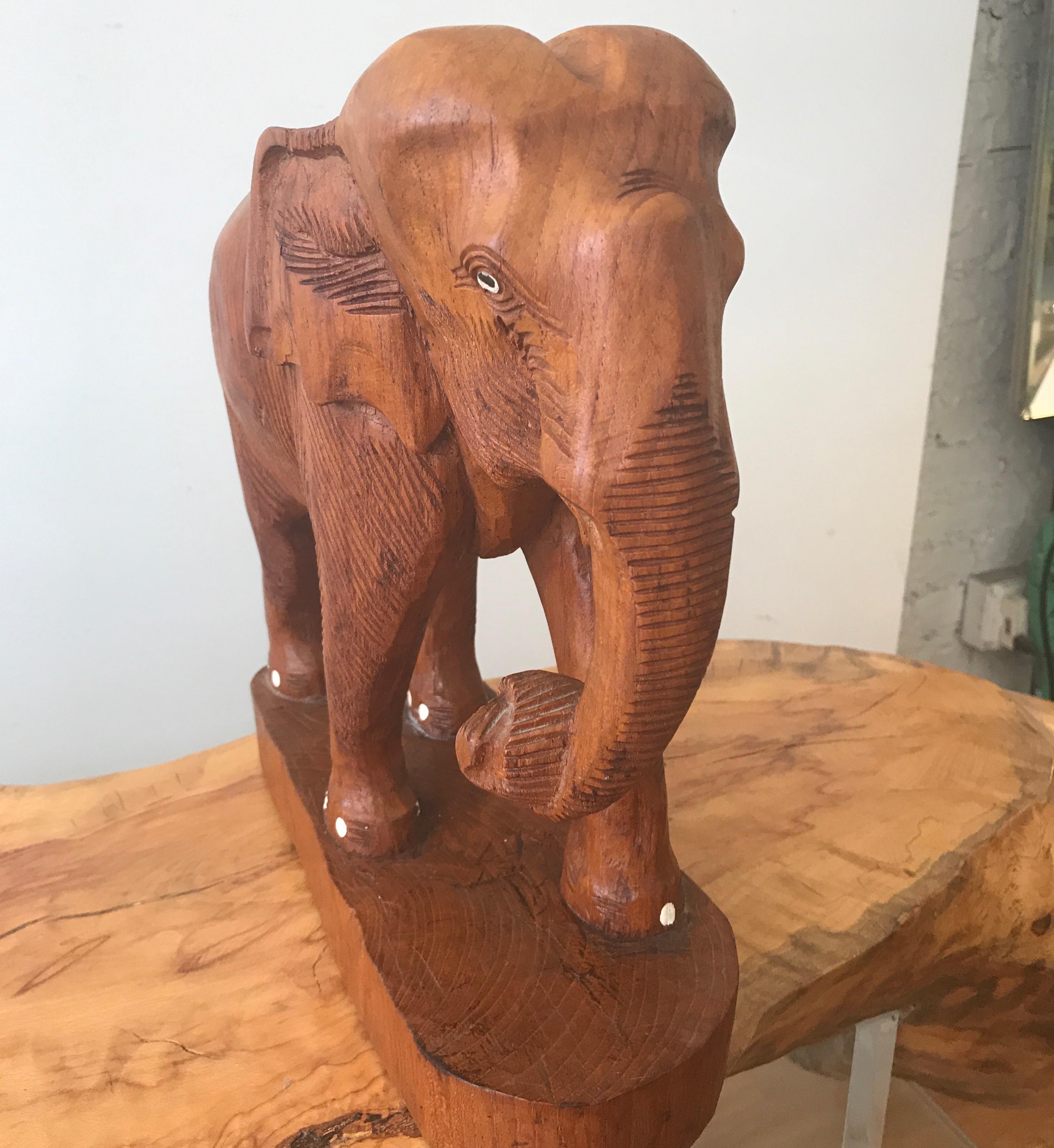 Large Carved Wood Elephant Sculpture For Sale 10