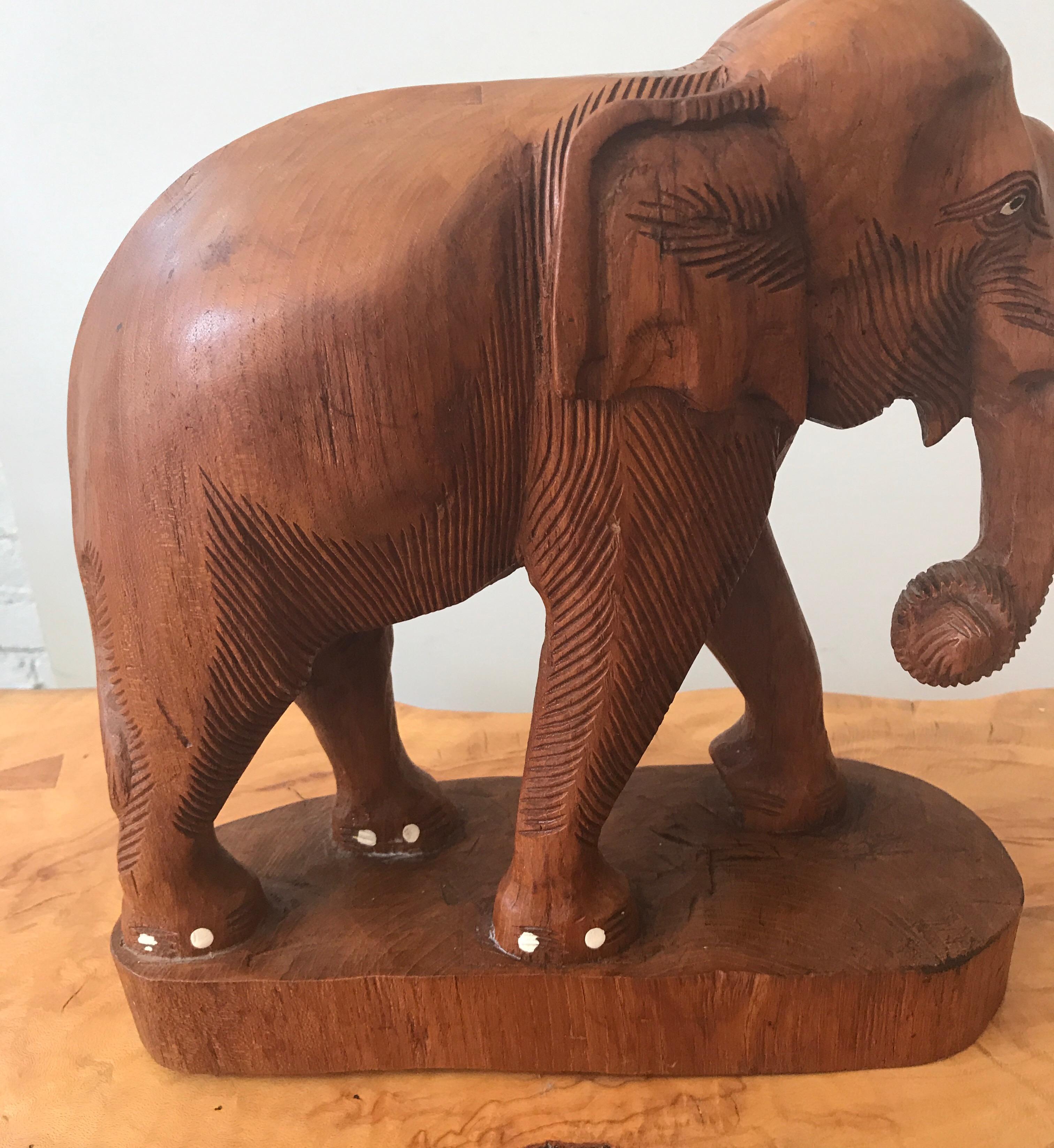 Large Carved Wood Elephant Sculpture For Sale 12