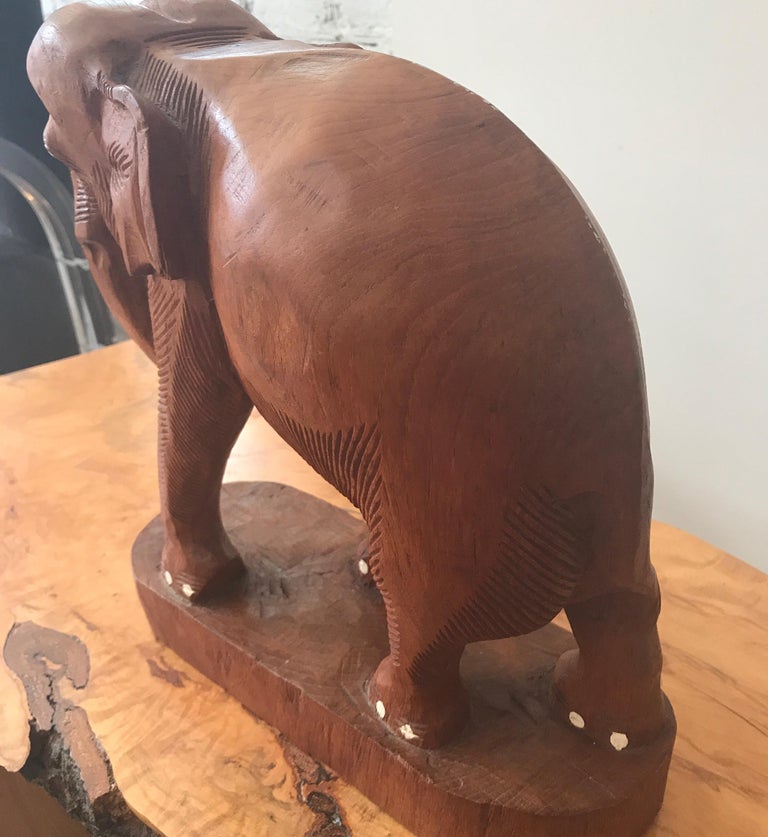 Large Carved Wood Elephant Sculpture For Sale at 1stDibs