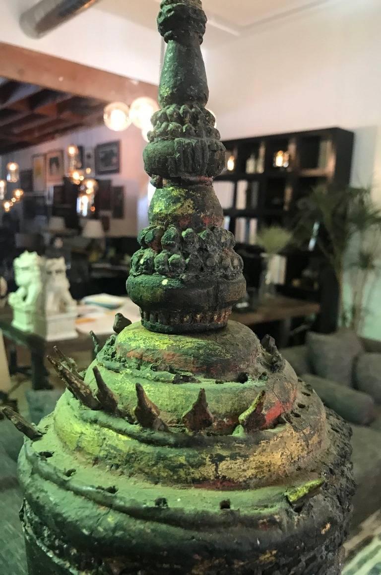 Large Carved Wood, Lacquer and Gilt Standing Thai/ Laotian Buddha on Base 7