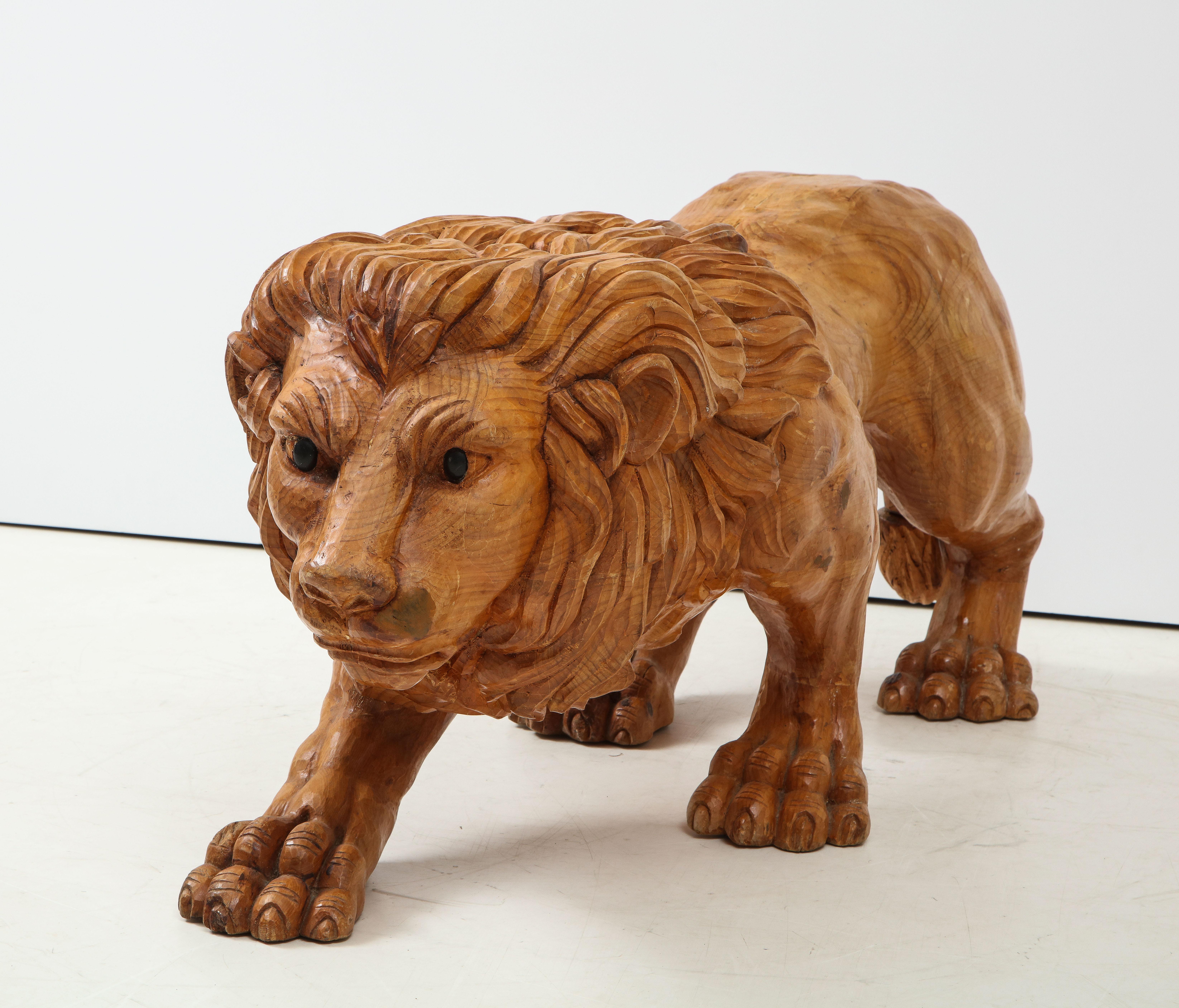wooden carved lion