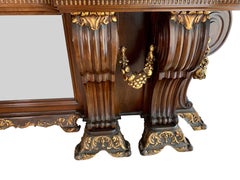 A Large Venetian Style Italian Carved Wood & Marble Top Console Table