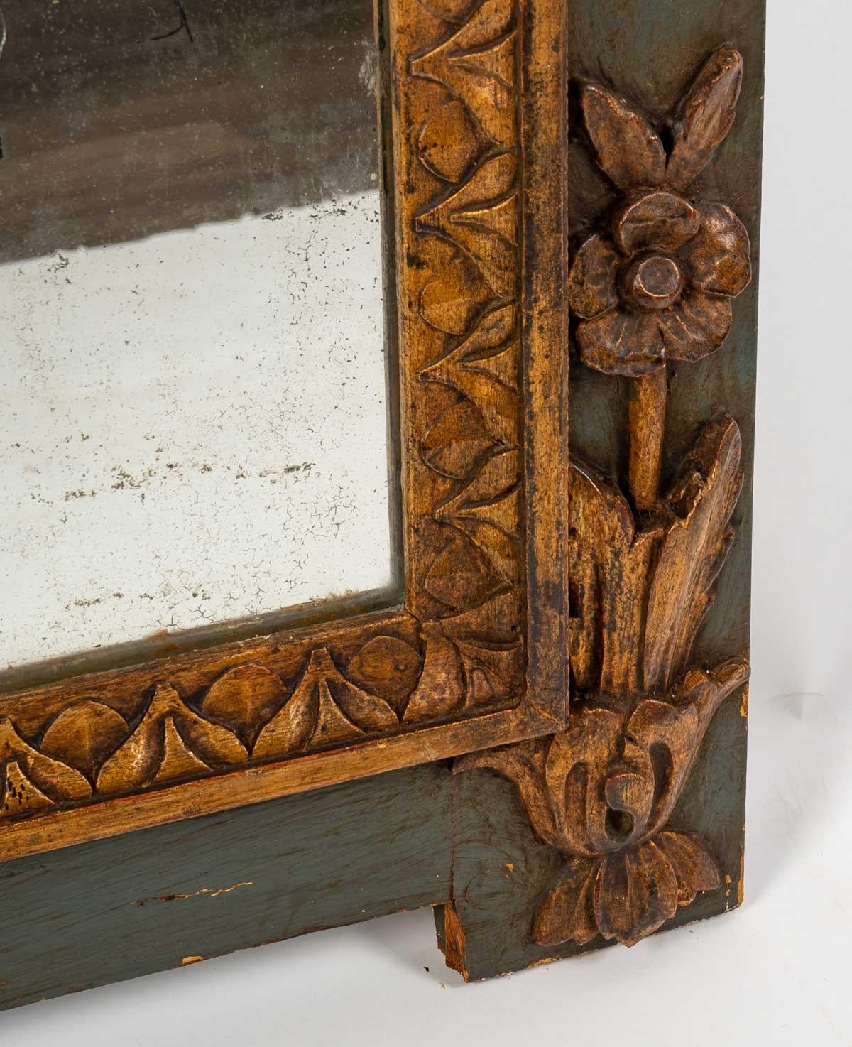 European Large Carved Wood Mirror, Louis XVI style, Late 19th Century For Sale