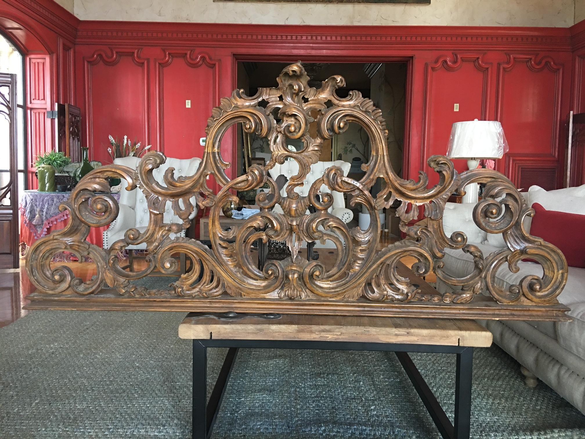 Large carved wood over door, headboard, or decorative item, mid-20th century


  