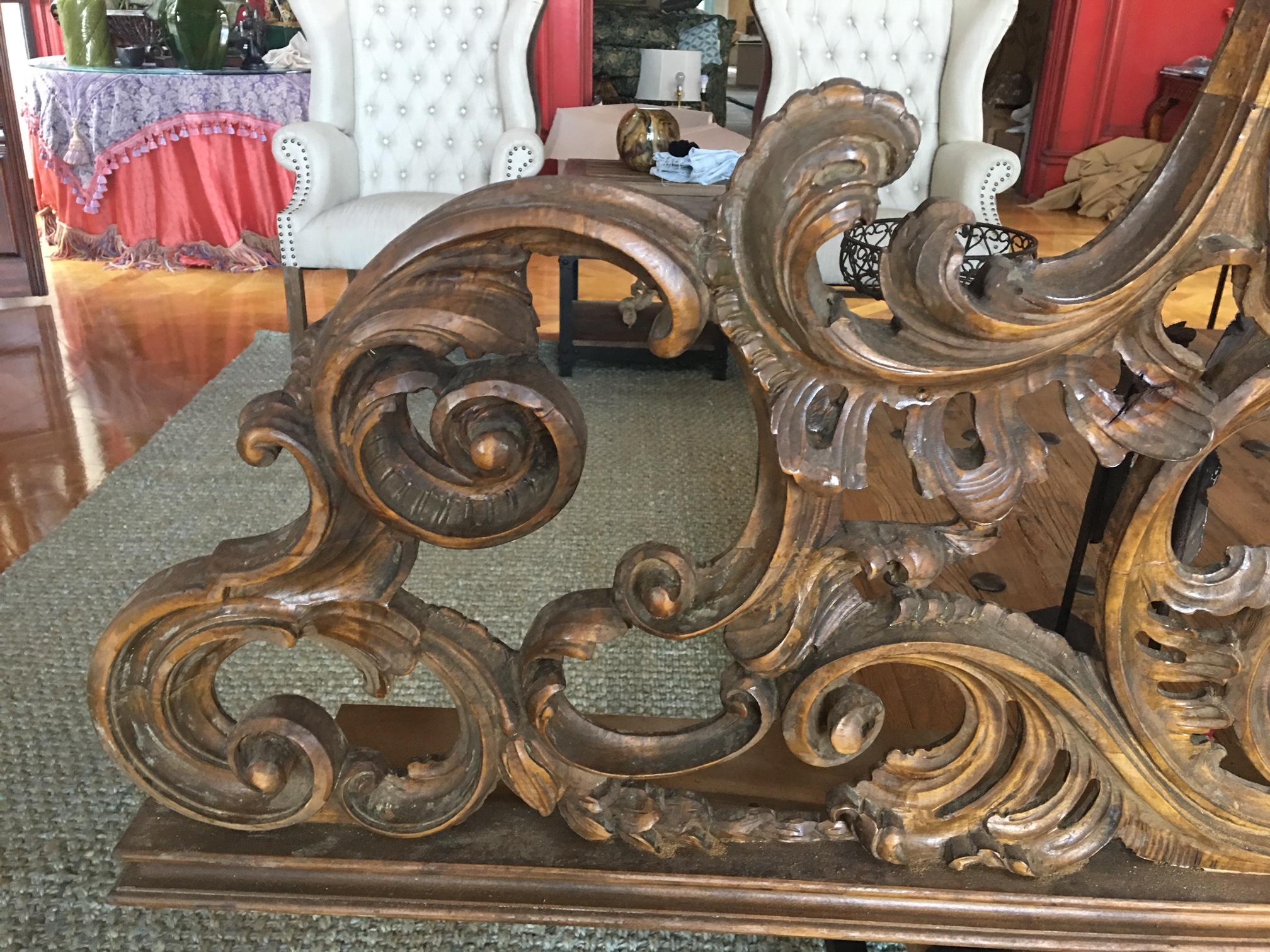 Large Carved Wood over Door, Headboard, or Decorative Item, 20th Century In Good Condition In Savannah, GA