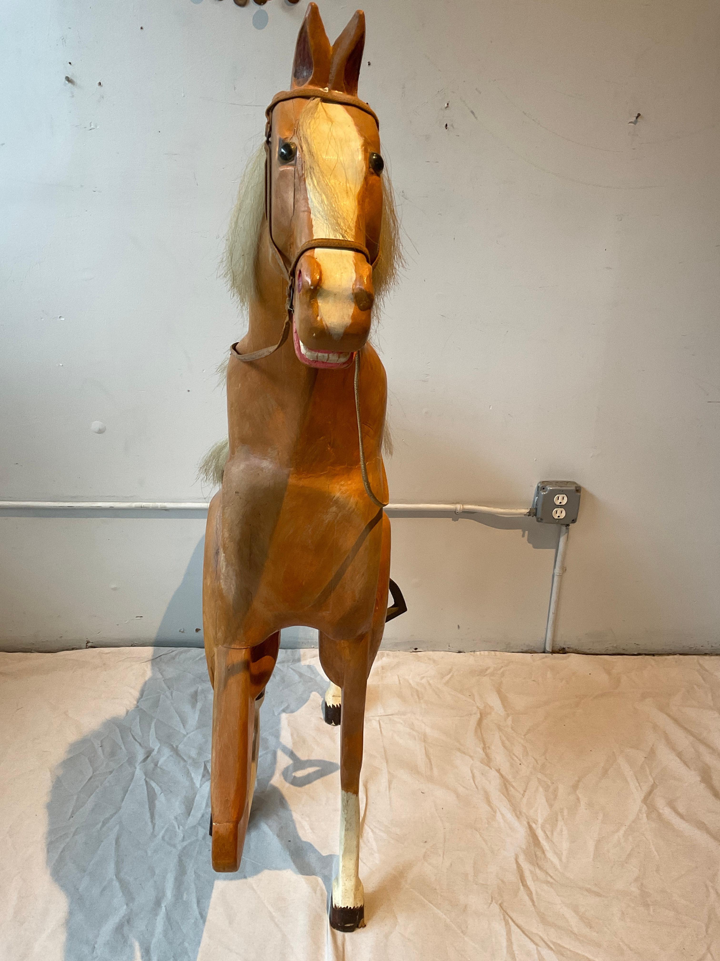 Large Carved Wood Palimino Pony For Sale 3