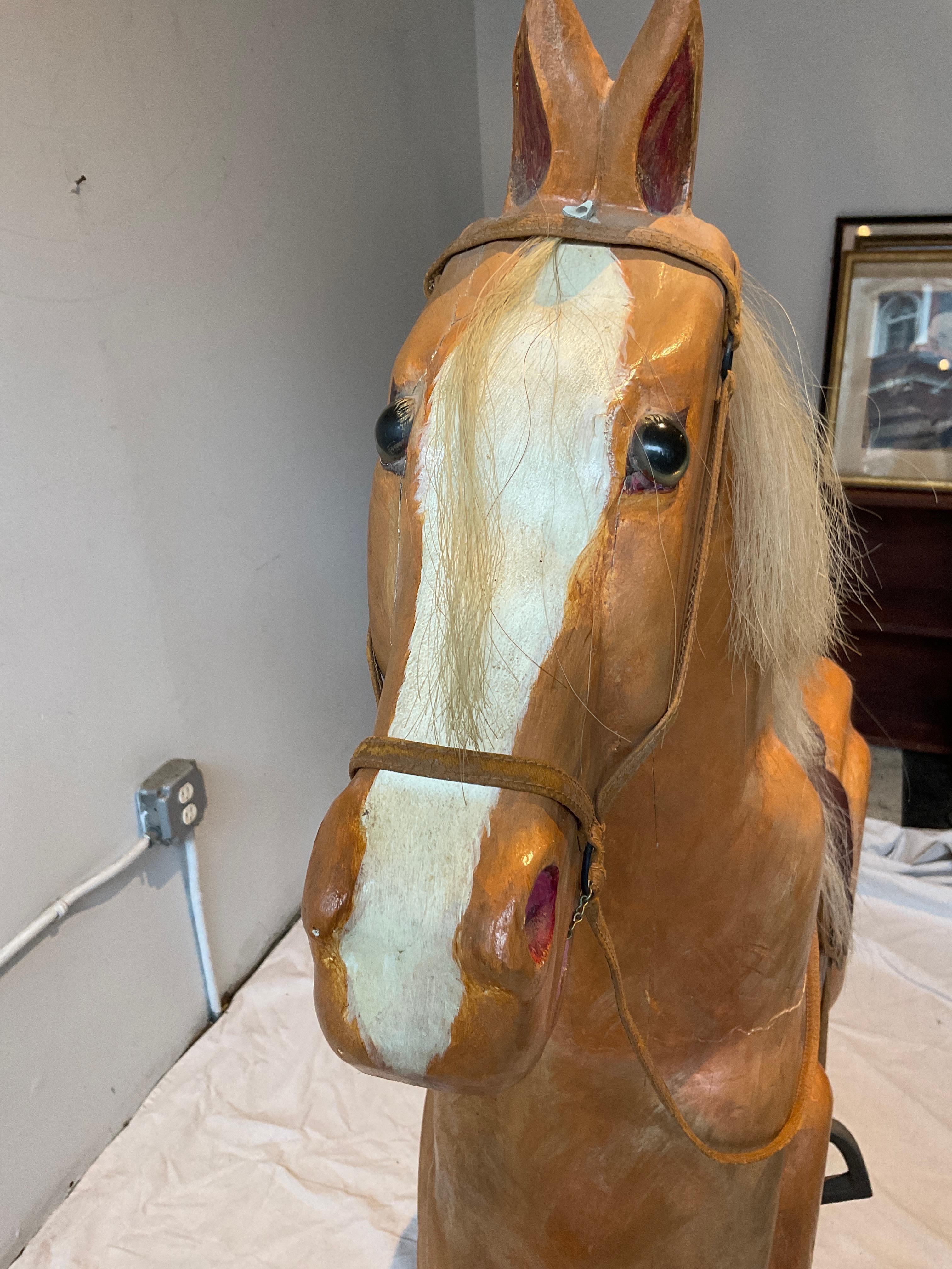 Large Carved Wood Palimino Pony For Sale 5