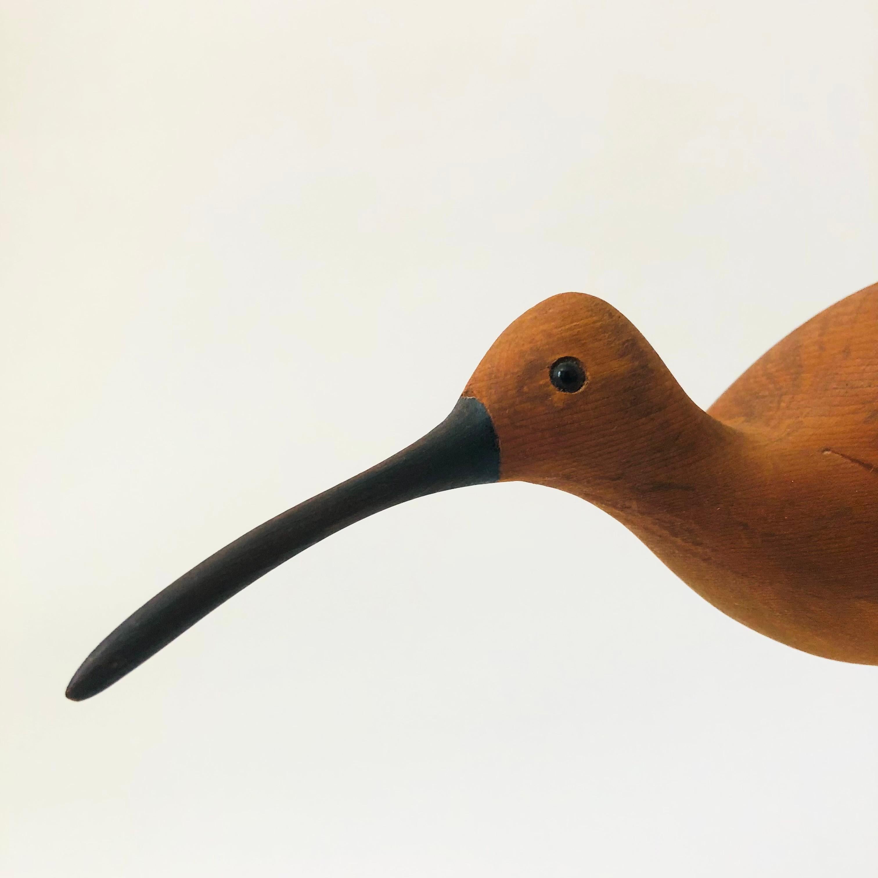 Mid-Century Modern Large Carved Wood Sandpiper For Sale