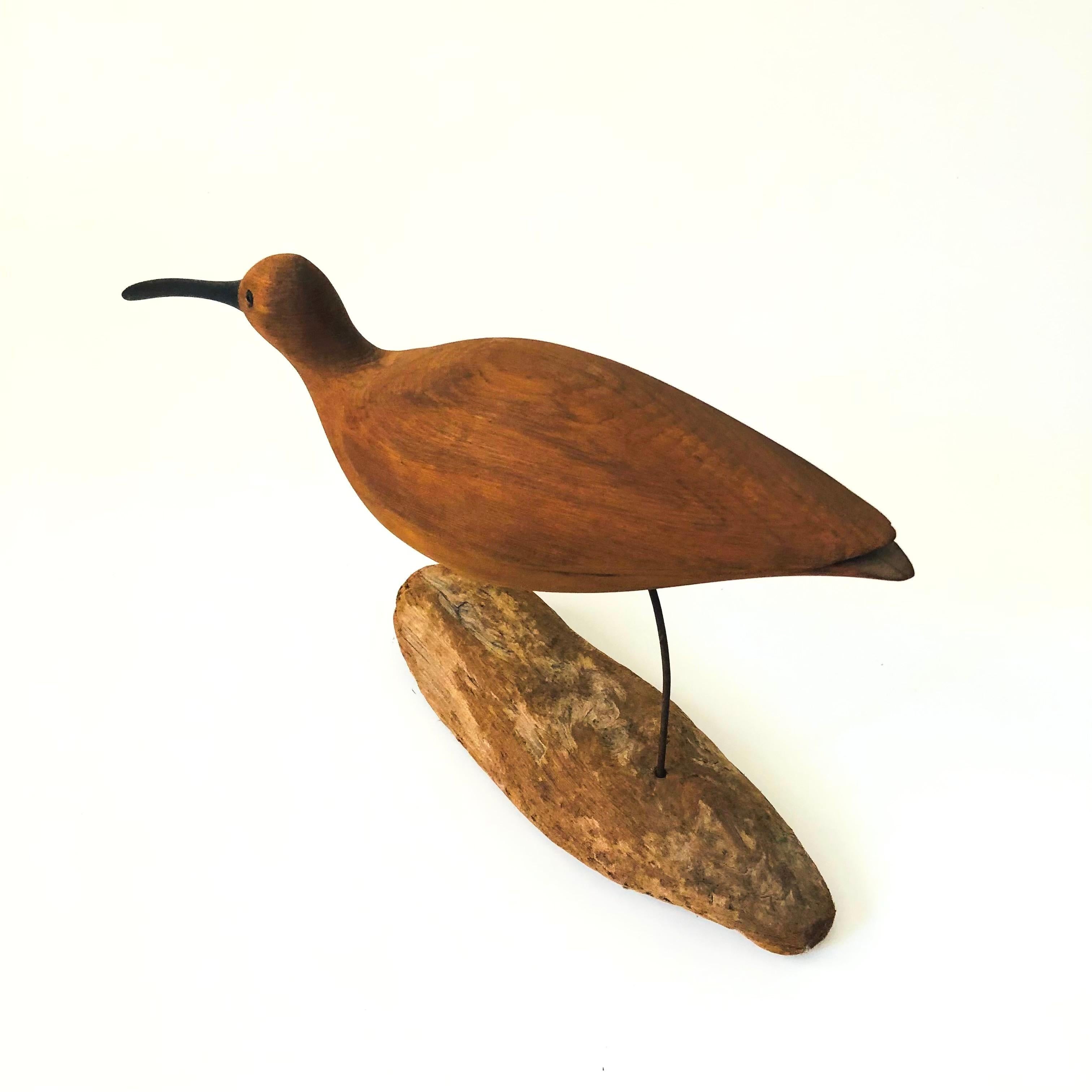 20th Century Large Carved Wood Sandpiper For Sale