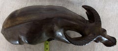 Large Carved Wood Sculpture of a Water Buffalo