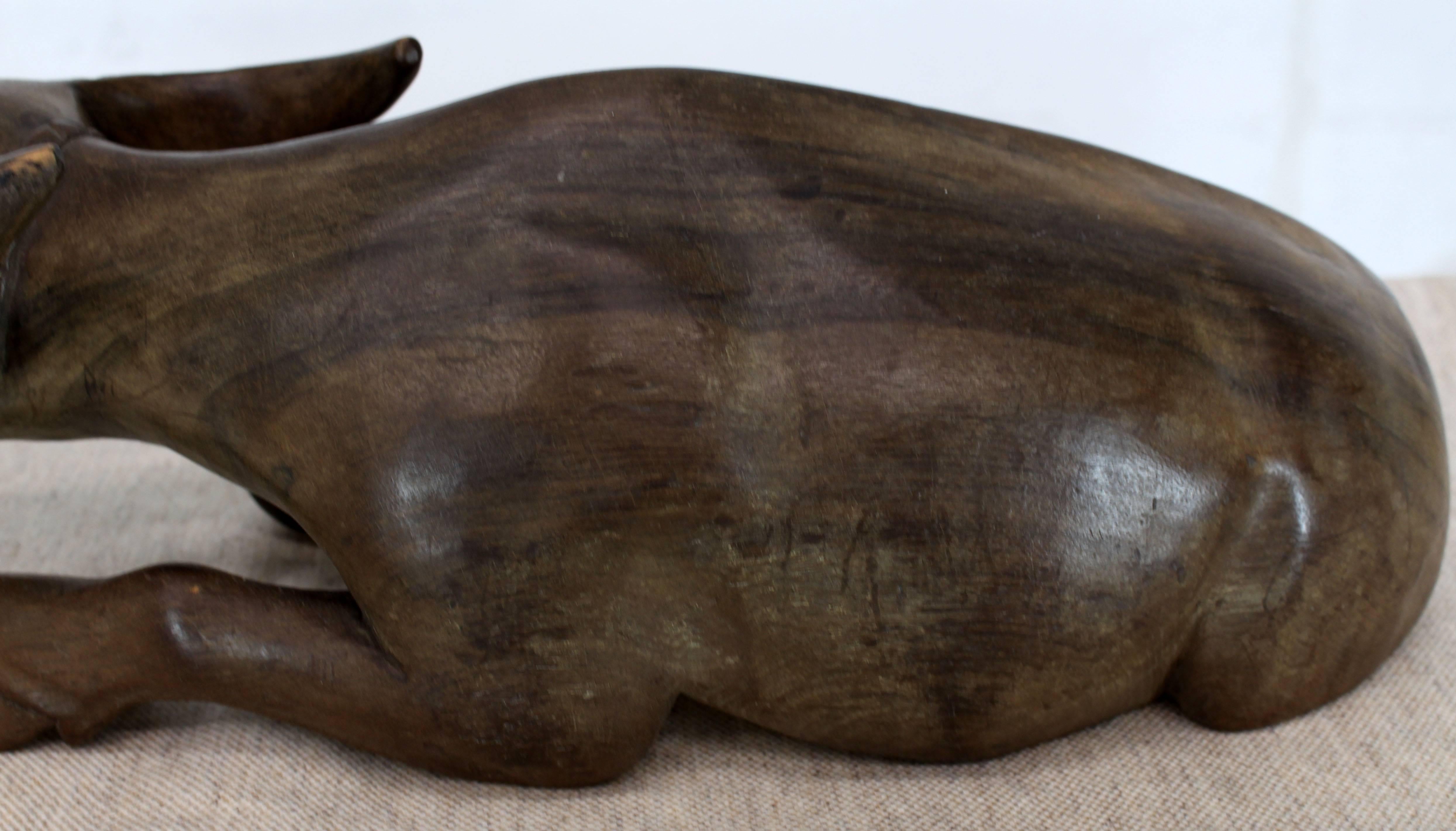 Large Carved Wood Sculpture of a Water Buffalo In Excellent Condition For Sale In Rockaway, NJ