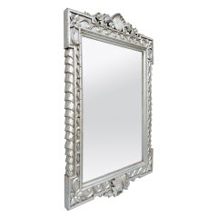 Large Carved Wood Silvered Mirror, circa 1980