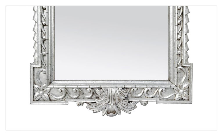 Large Carved Wood Silvered Mirror, circa 1980 In Good Condition For Sale In Paris, FR