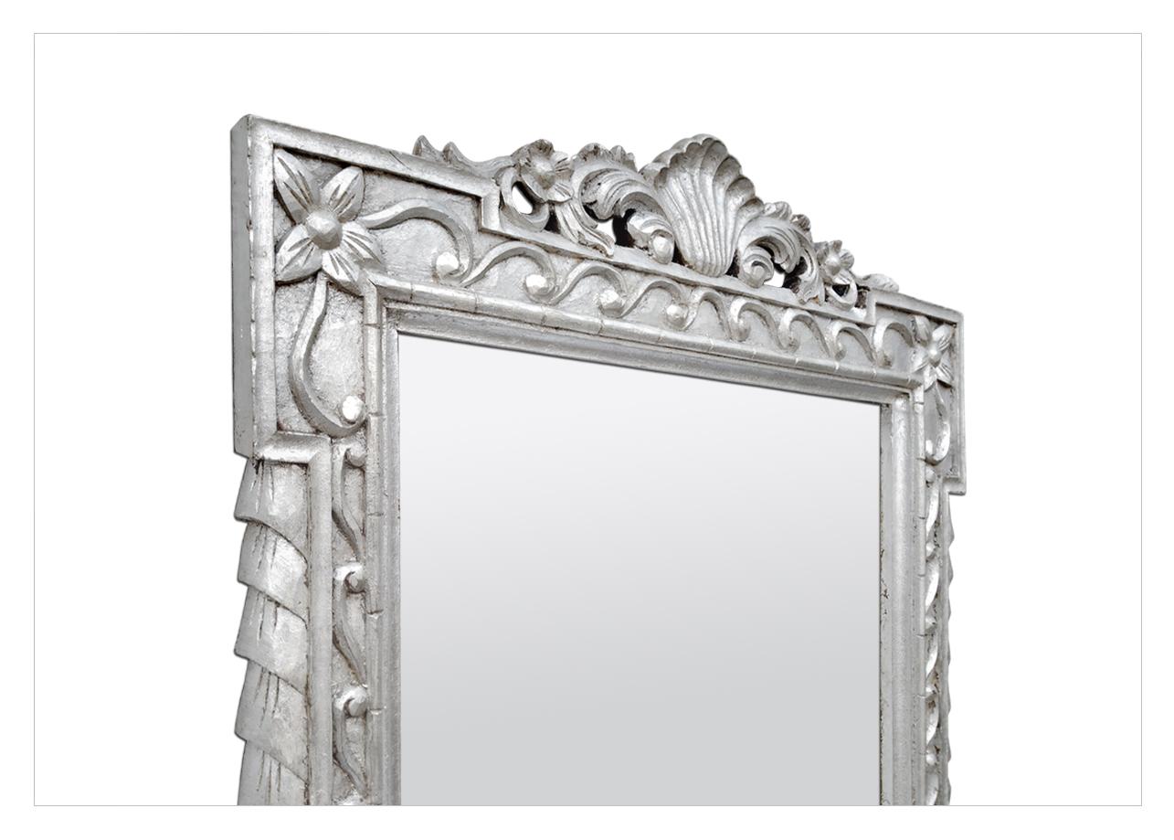 Hand-Carved Large Carved Wood Silvered Mirror, circa 1980 For Sale