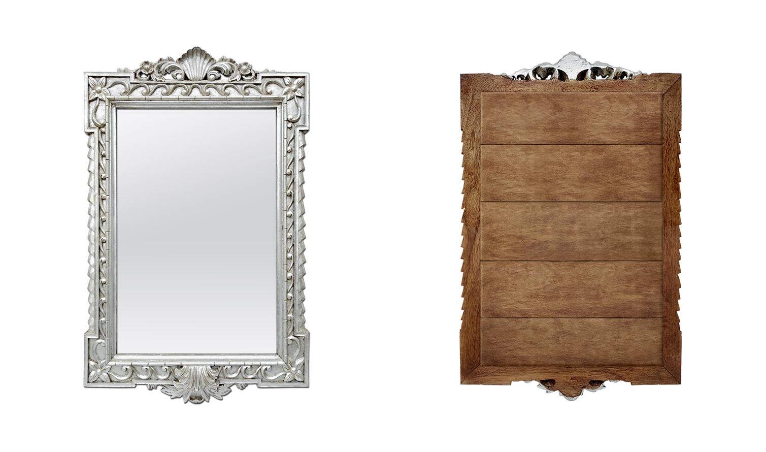 Fine XX secolo Grande specchio in legno intagliato e argentato, circa 1980 in vendita