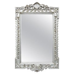 Large Carved Wood Silvered Mirror, circa 1980