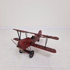 Large Carved Wooden Biplane or Plane with Pilot