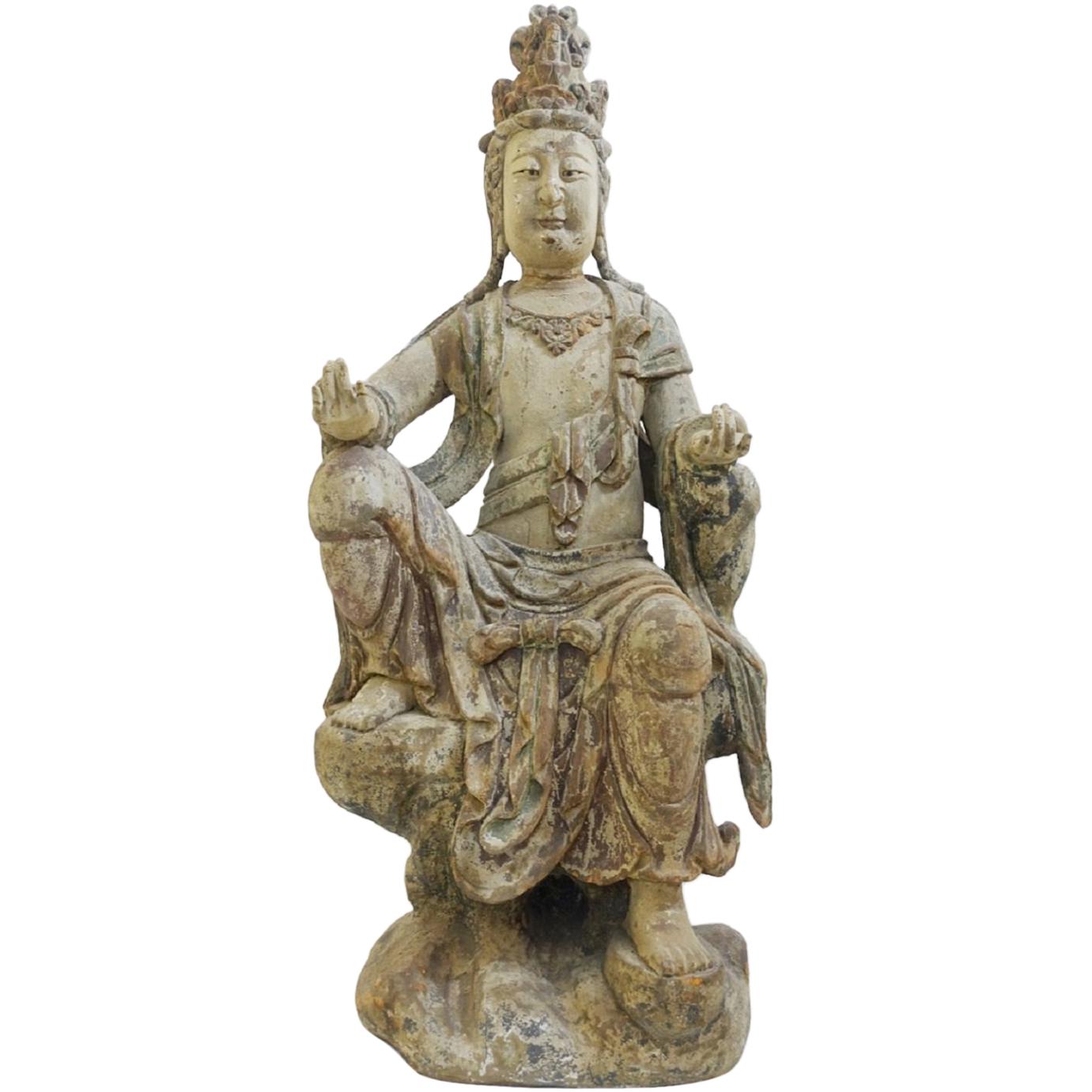 Großer geschnitzter Buddha aus Holz