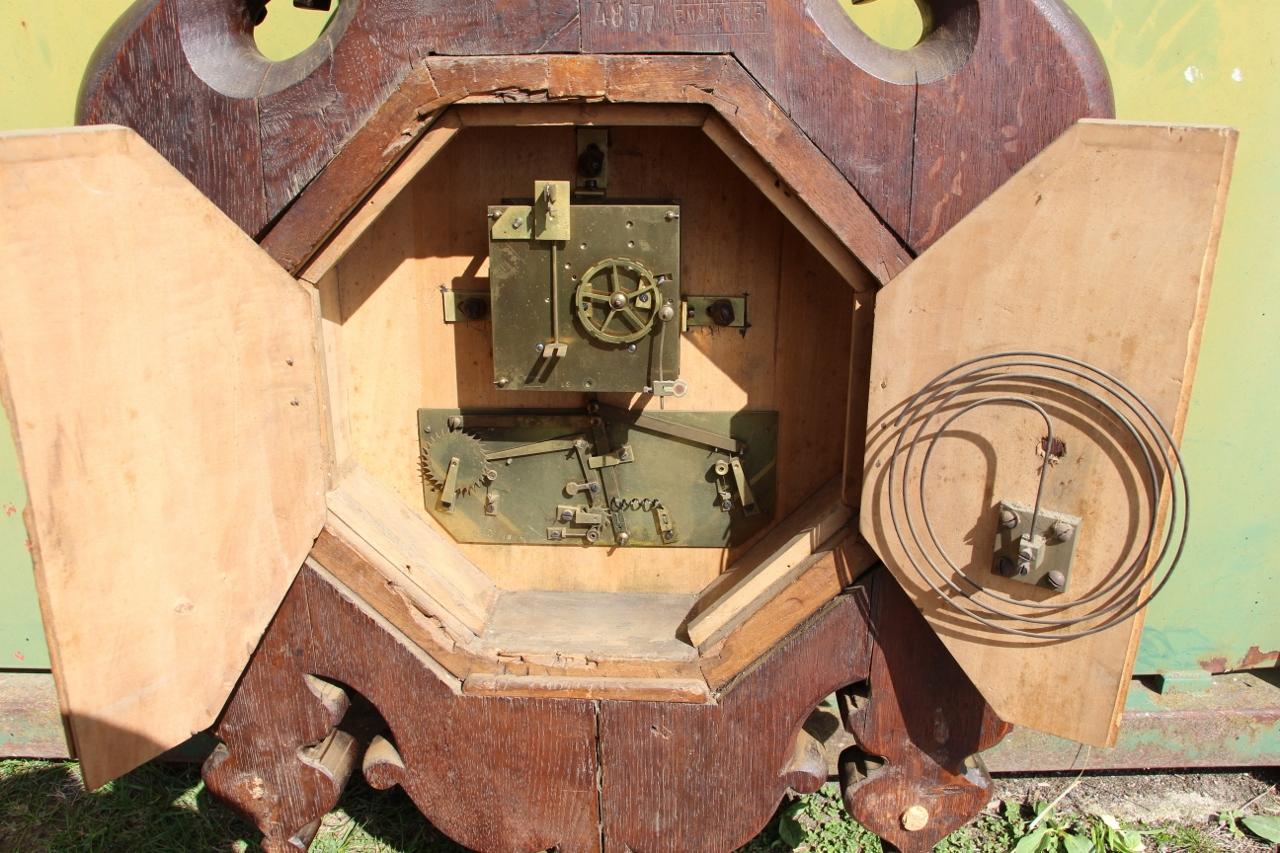 Large Carved Wooden Clock Signed By Paul Mazaroz For Sale 4