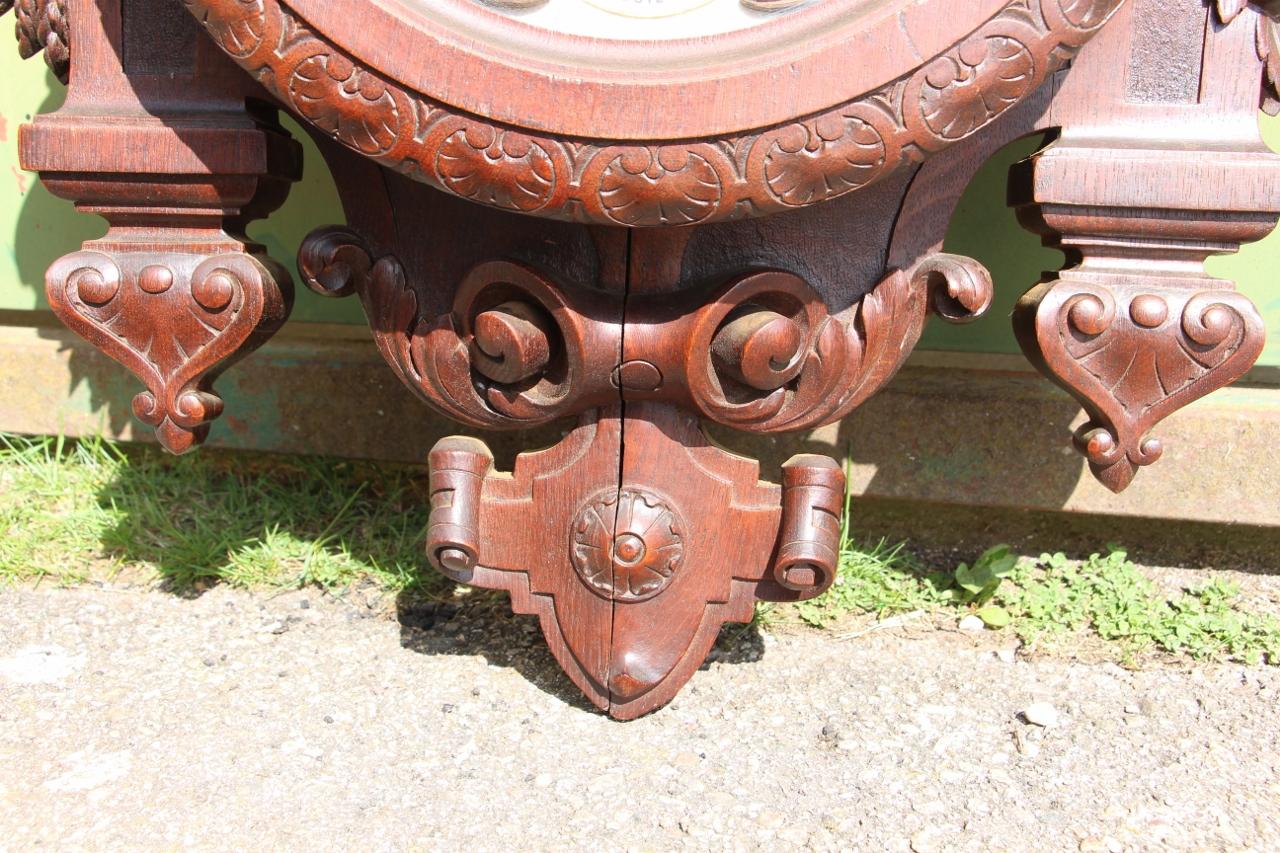 Large Carved Wooden Clock Signed By Paul Mazaroz For Sale 5
