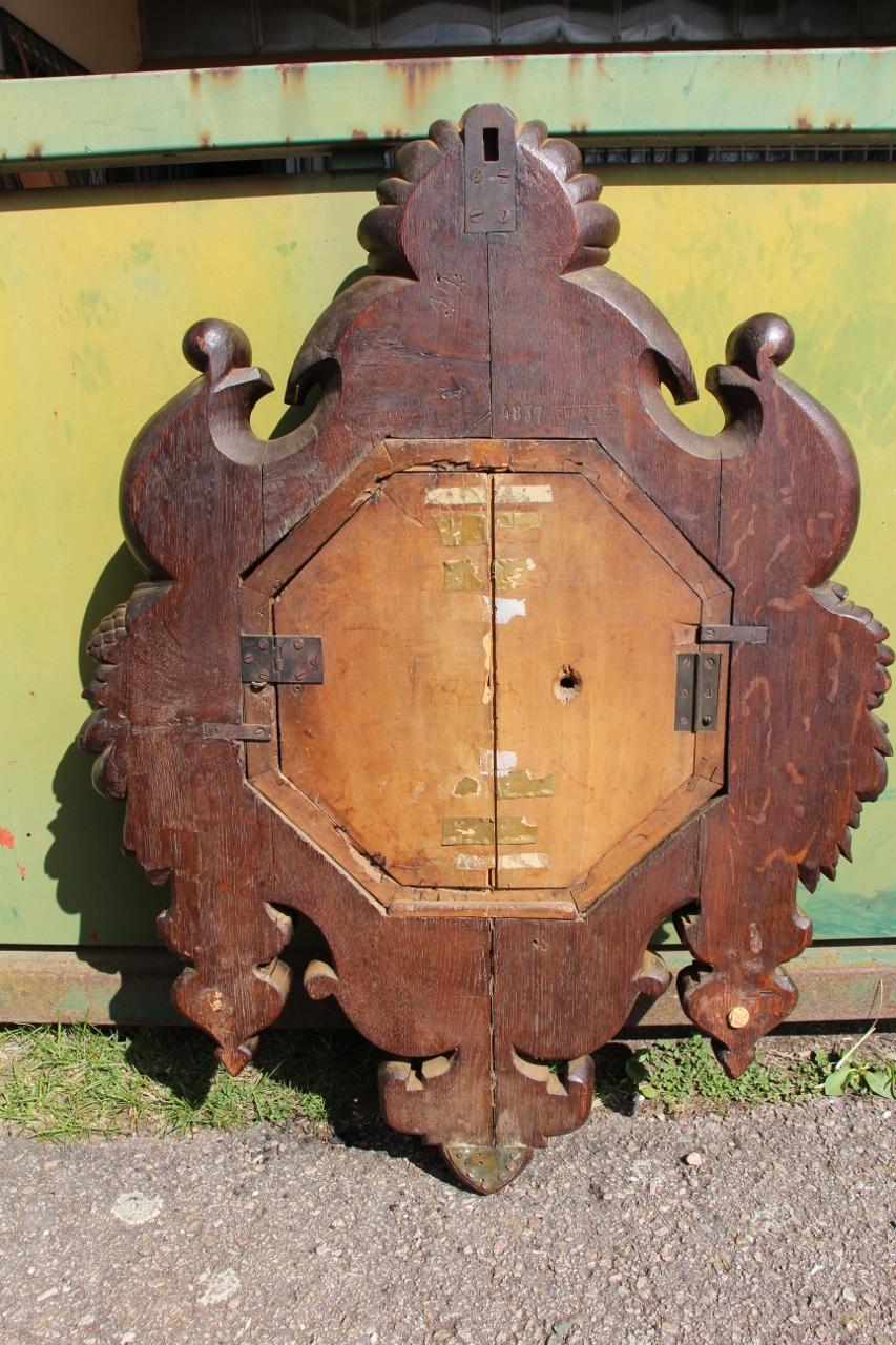 Large Carved Wooden Clock Signed By Paul Mazaroz For Sale 2