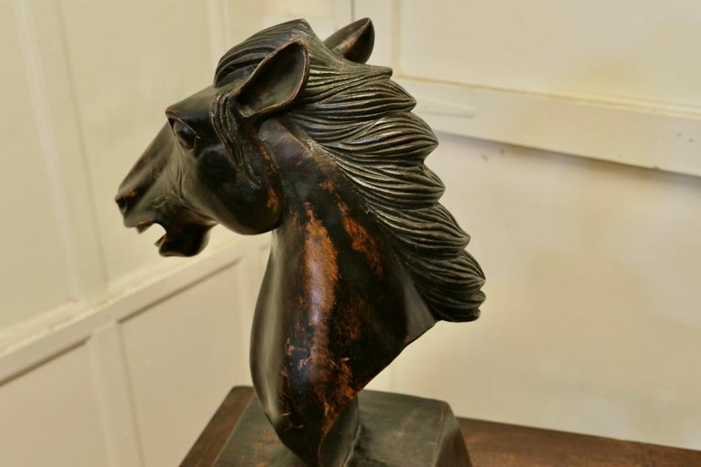 Large Carved Wooden Horse Head For Sale at 1stDibs