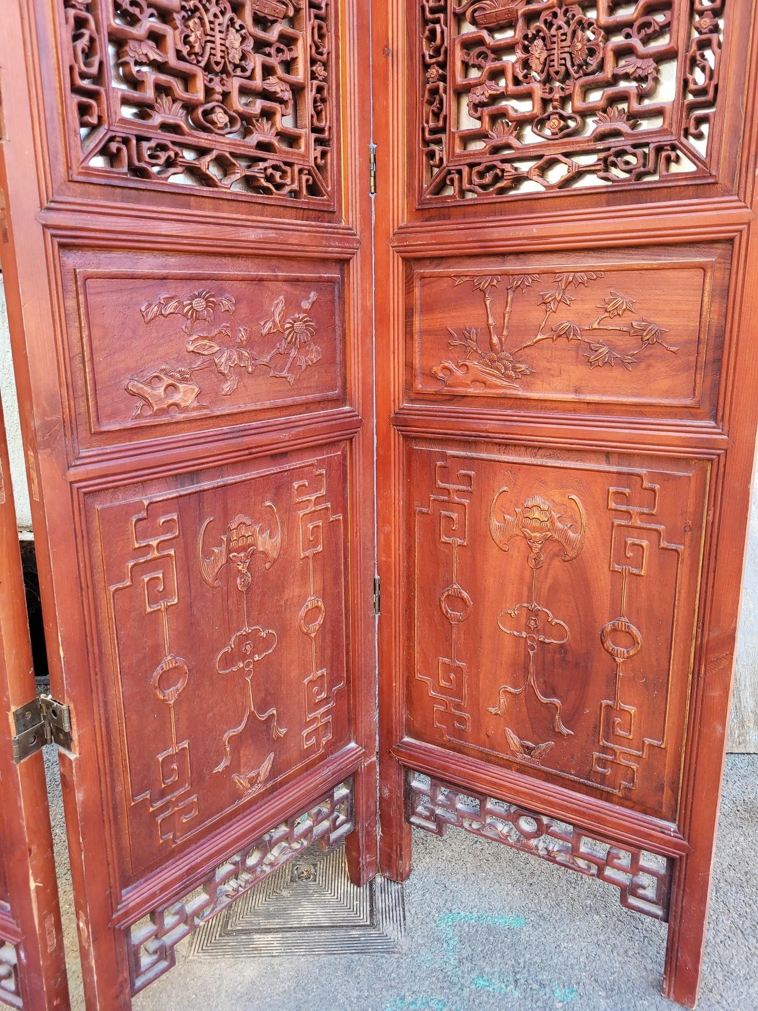 Large Carved Wooden Screen And Mirror, Asia, 20th Century For Sale 5