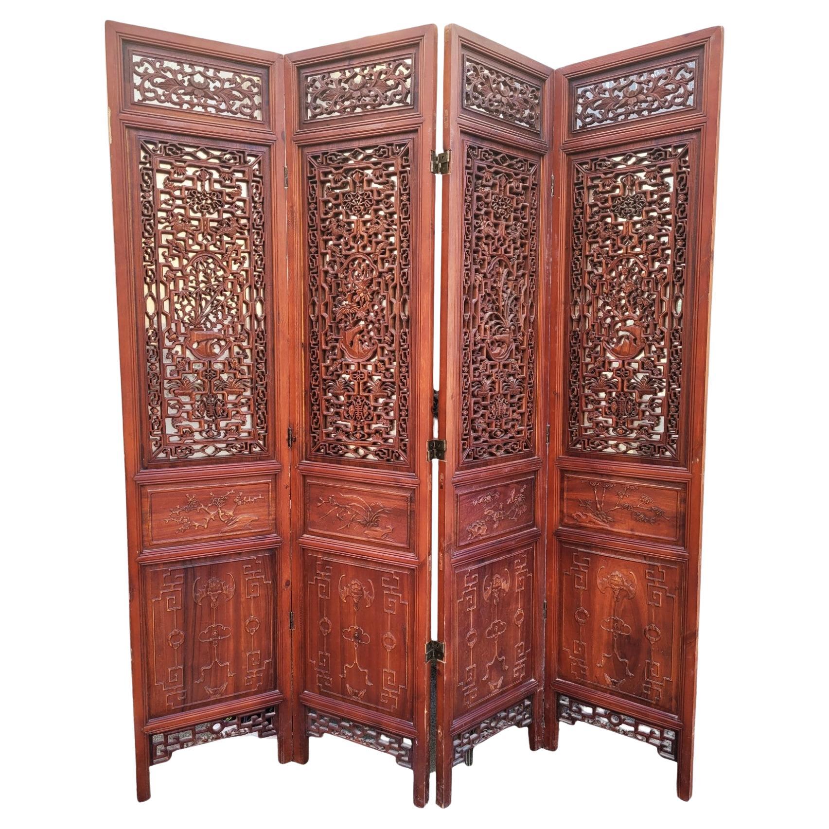 Large Carved Wooden Screen And Mirror, Asia, 20th Century