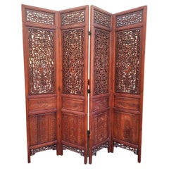 Large Carved Wooden Screen And Mirror, Asia, 20th Century