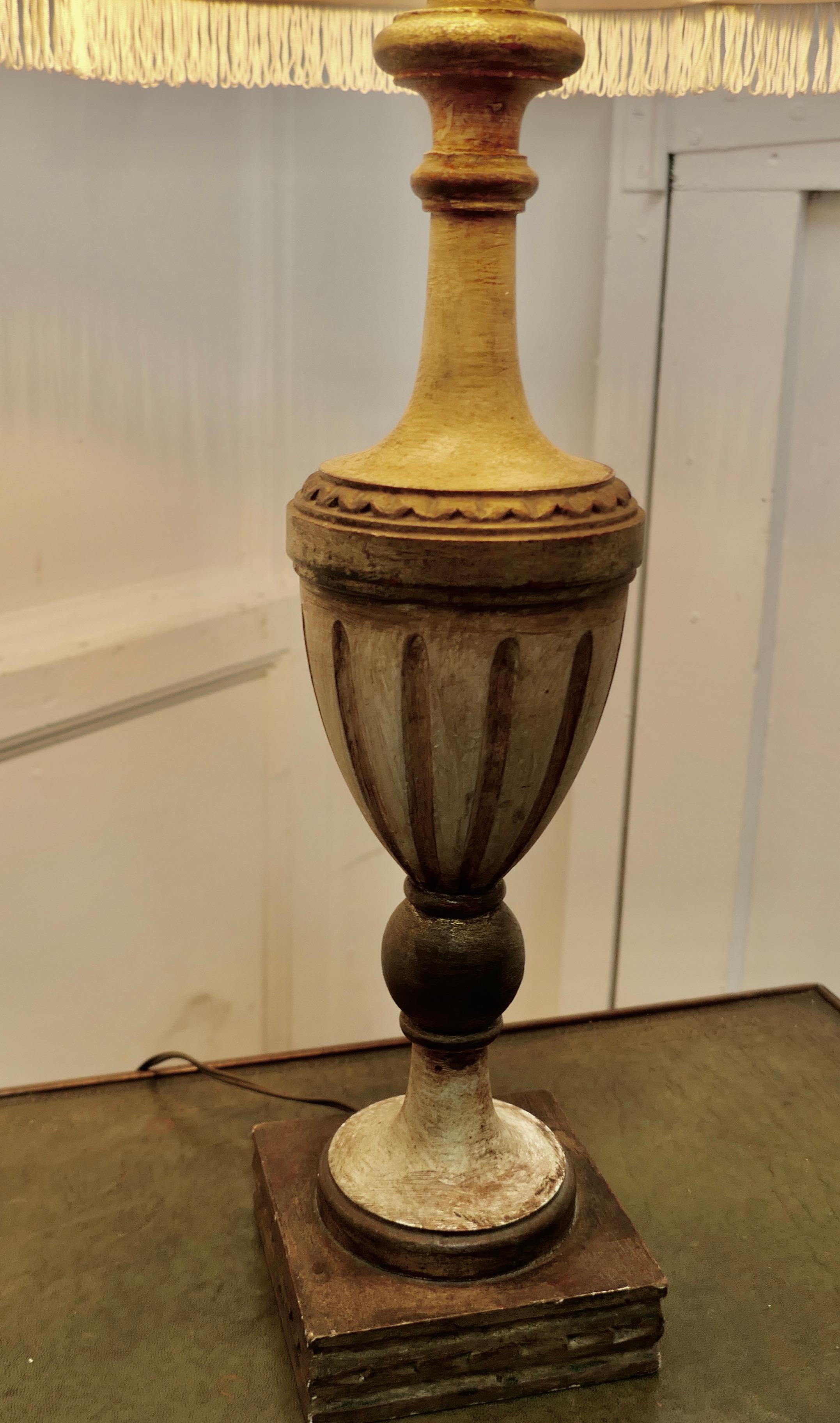Mid-20th Century Large Carved Wooden Table Lamp  This is a great statement piece  For Sale